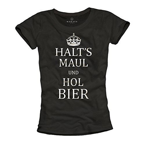 Makaya Zitto e Portare Birra t-shirt donna cotone nera S