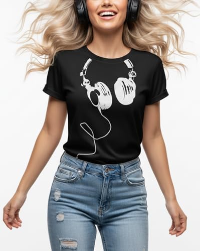 MAKAYA T-Shirt Donna Cuffie Maglietta cotone maniche corte