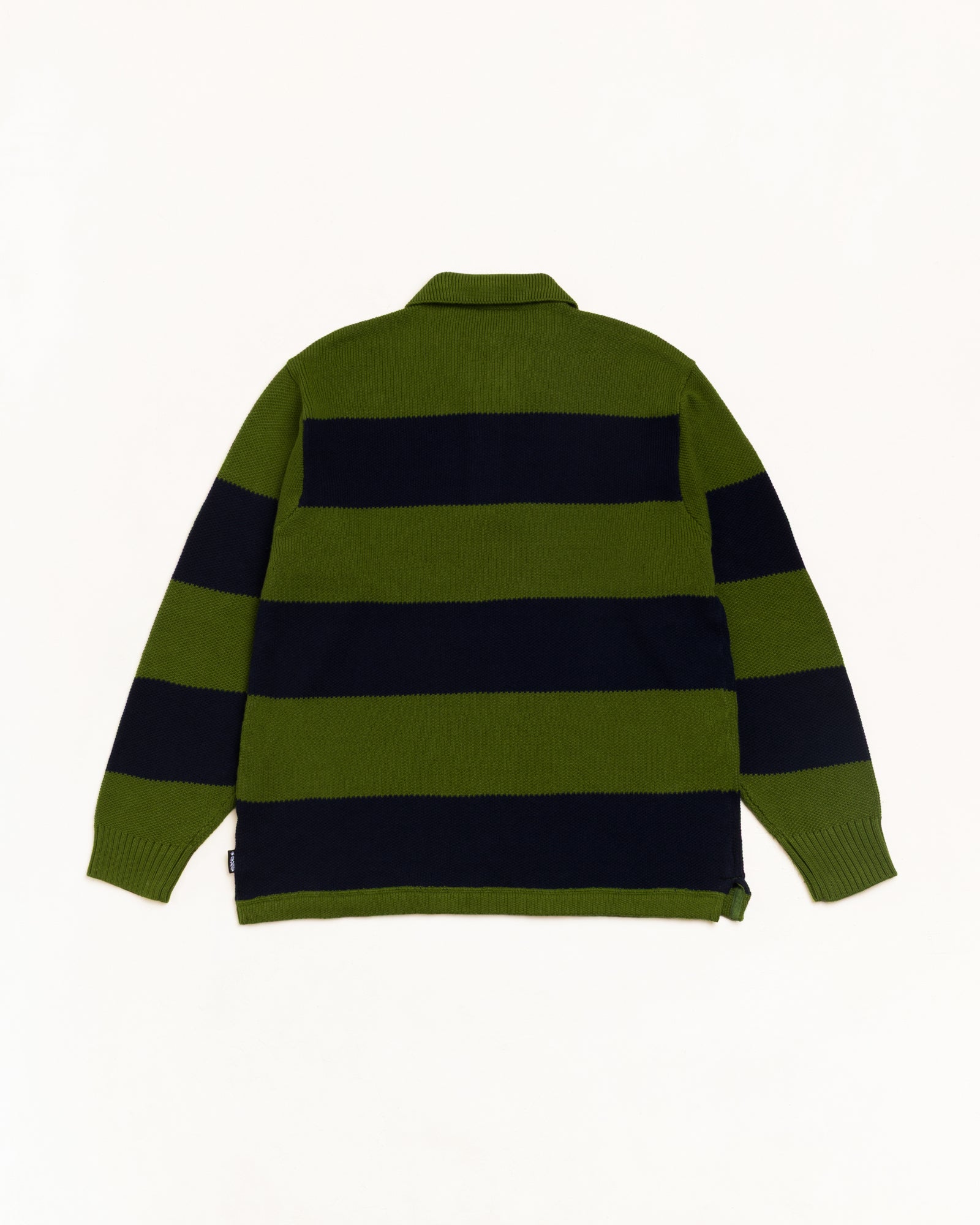 Stussy Pique Knit Stripe Rugby Maglione Olive Cotone