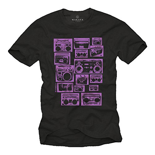 MAKAYA Ghettoblaster T-Shirt Uomo Cotone Taglia M
