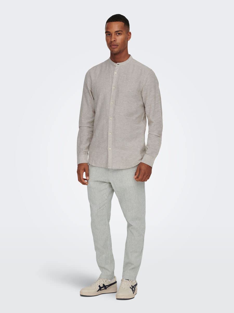 Only & Sons Onslinus Crop Pantaloni Lino Uomo M Teak
