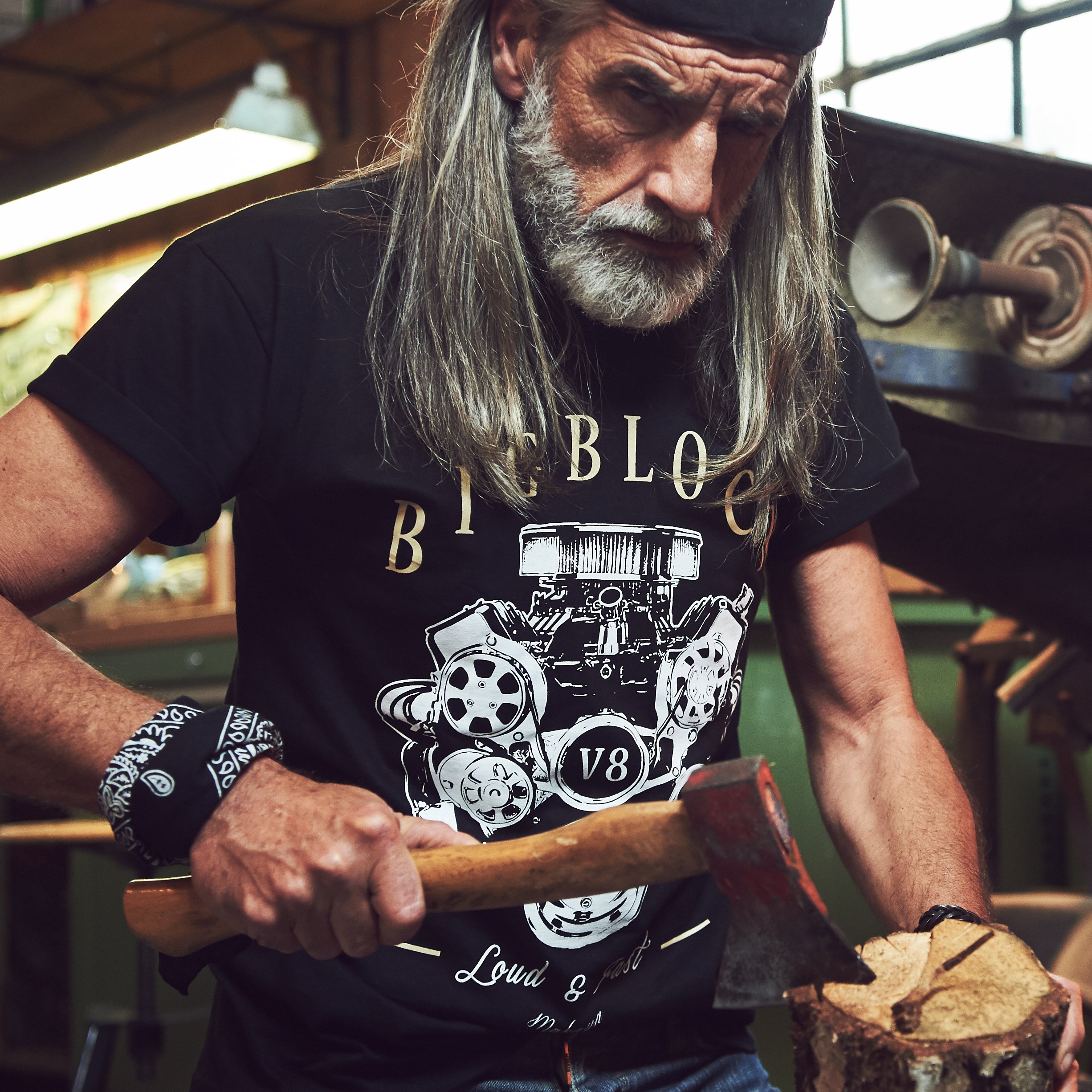 MAKAYA Big Block V8 Charger T-Shirt Uomo Cotone