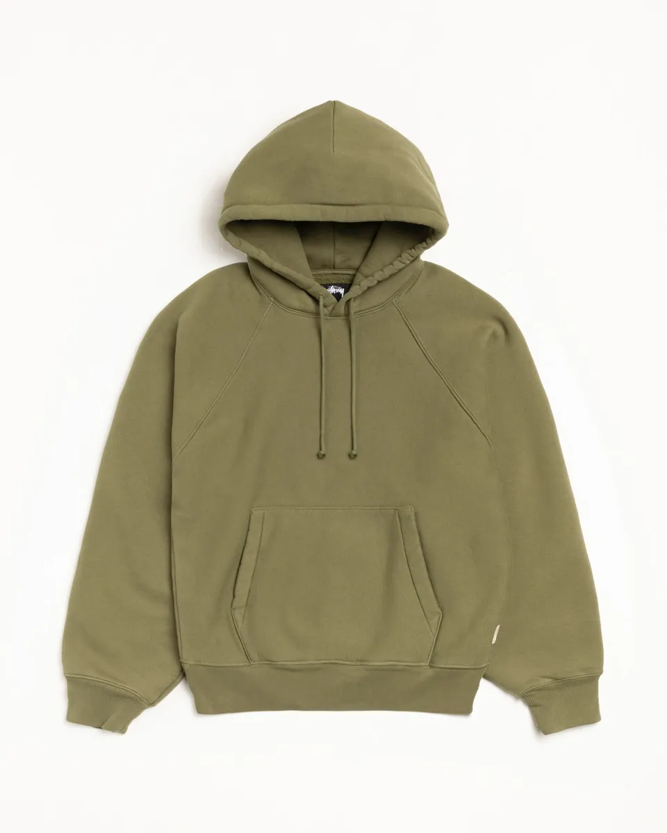 Stussy Sweats Relaxed Hoodie felpa oliva 535 gsm