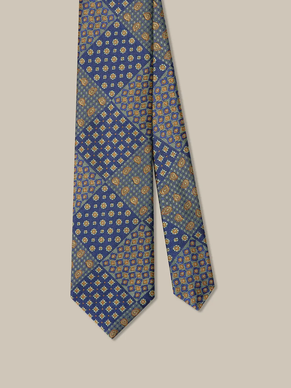 Robert Talbott Patchwork Cravatta Seta Blu REG
