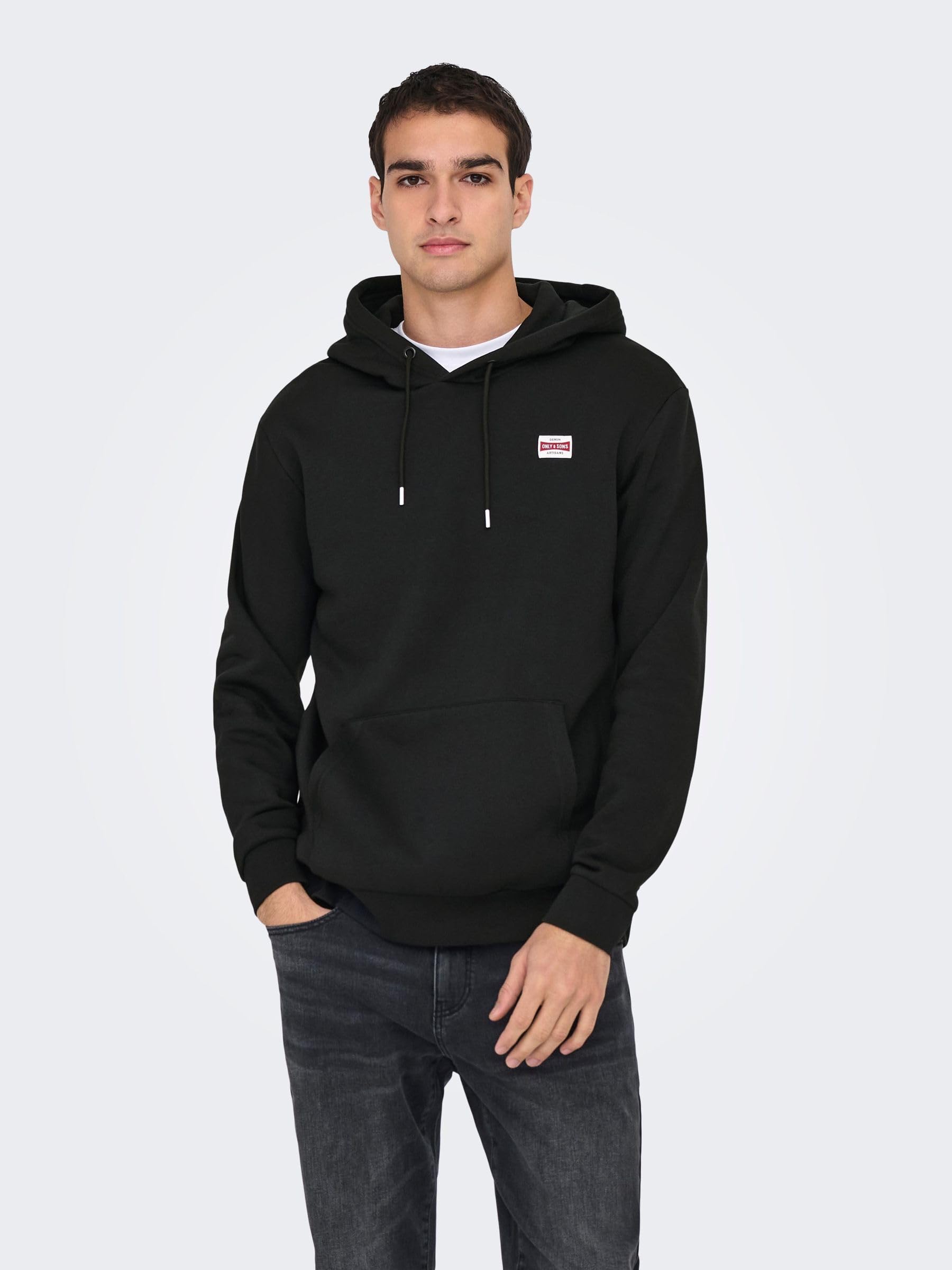 Only & Sons Onsdawson Felpa uomo Jet Black cappuccio