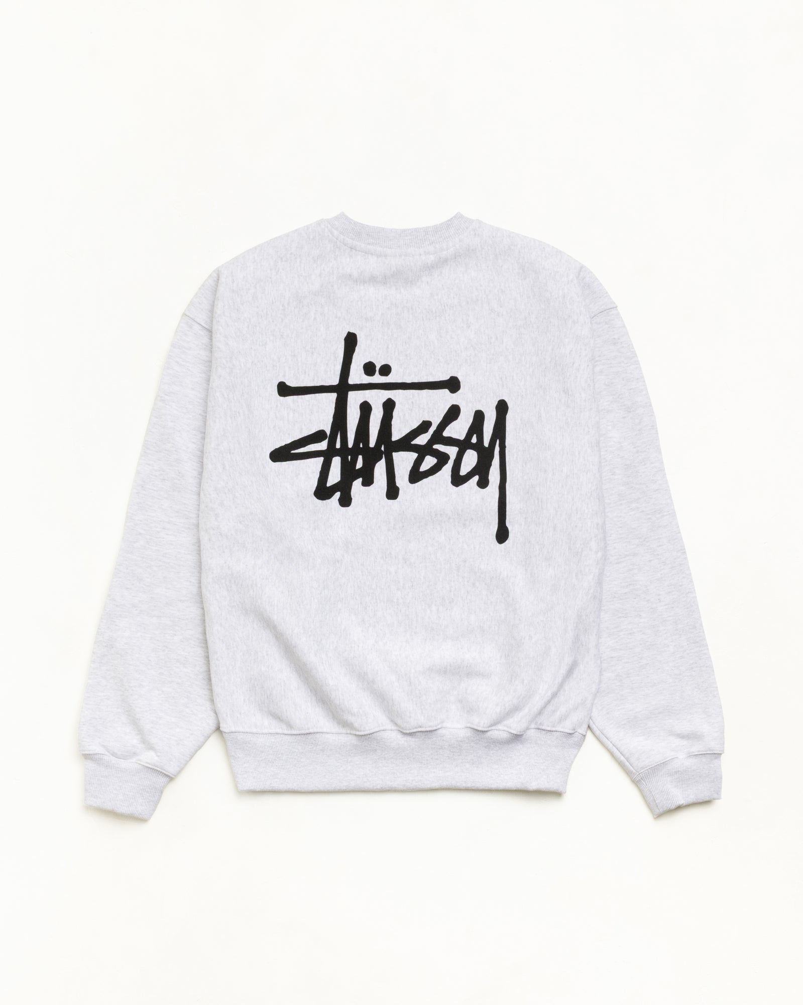 Stussy Basic Crew felpa girocollo ash heather misto cotone