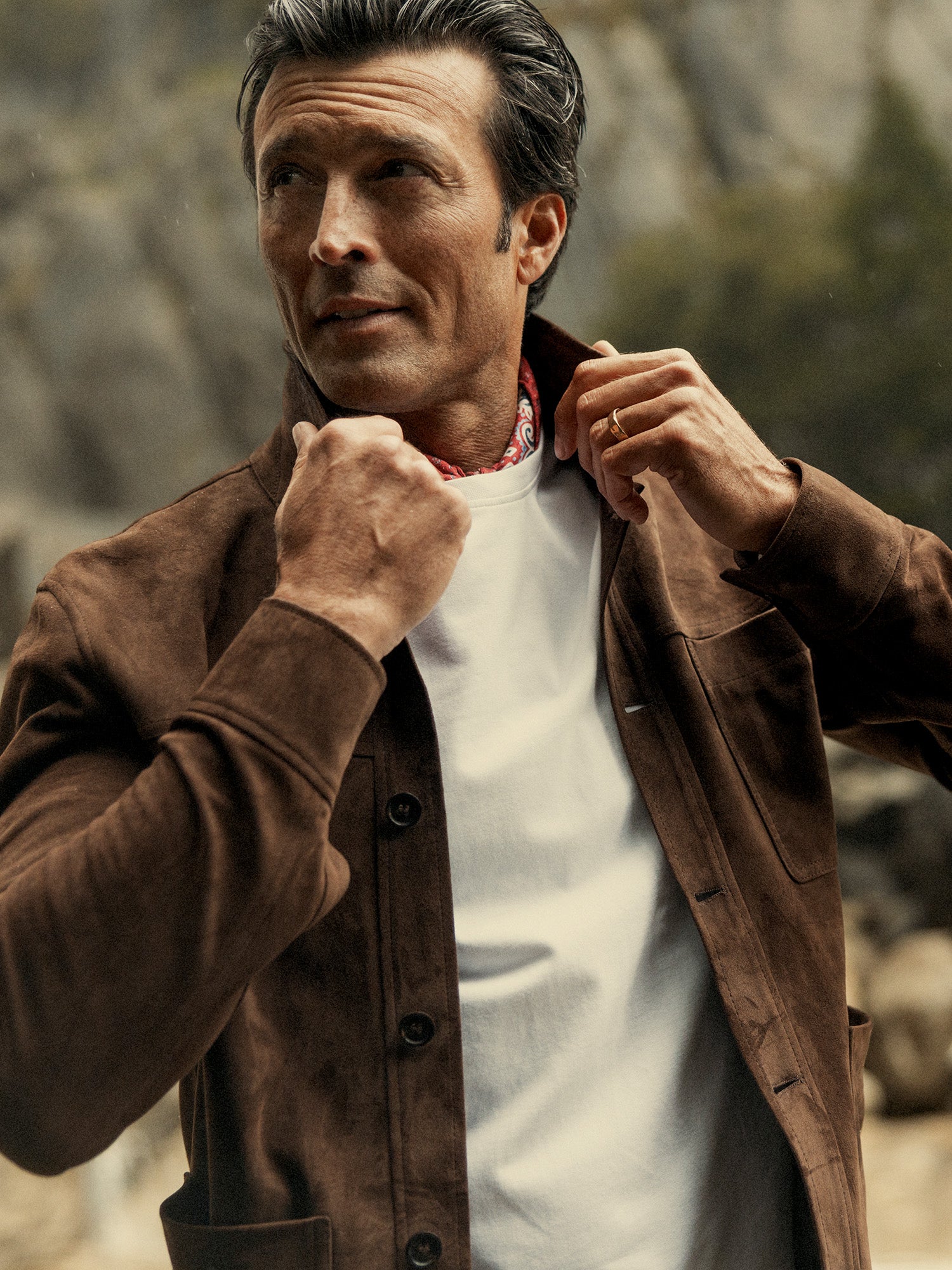 Robert Talbott Damon camicia-giacca pelle marrone scuro
