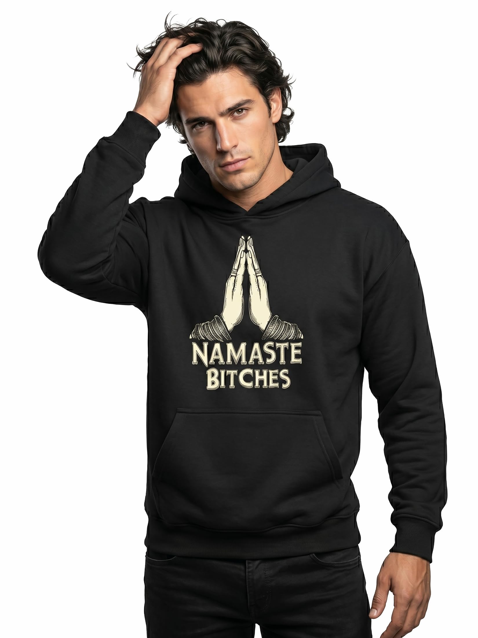 MAKAYA Buddha Namaste Felpa Uomo Cotone Taglia XL