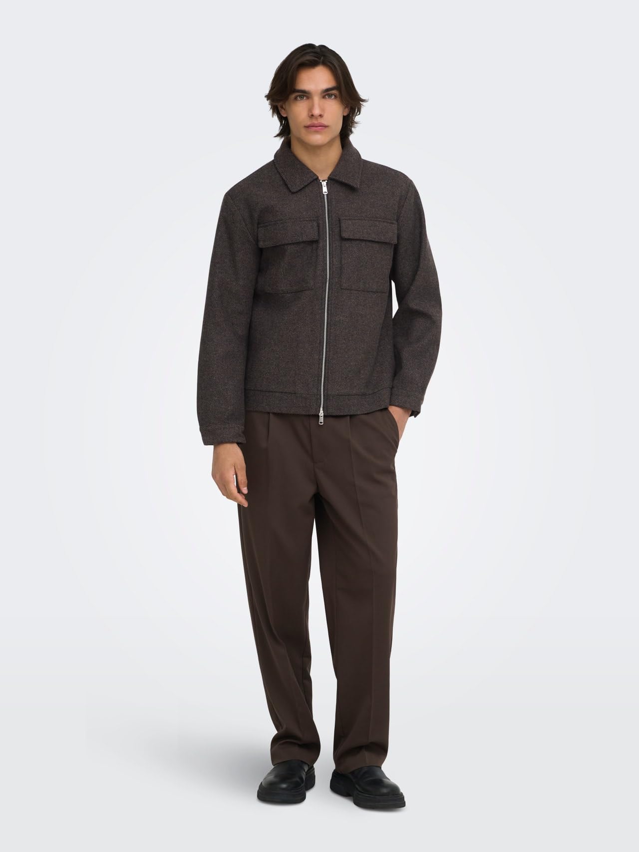 Only & Sons Onsrush Giacca Lana S Grigio Scuro Mélange Uomo