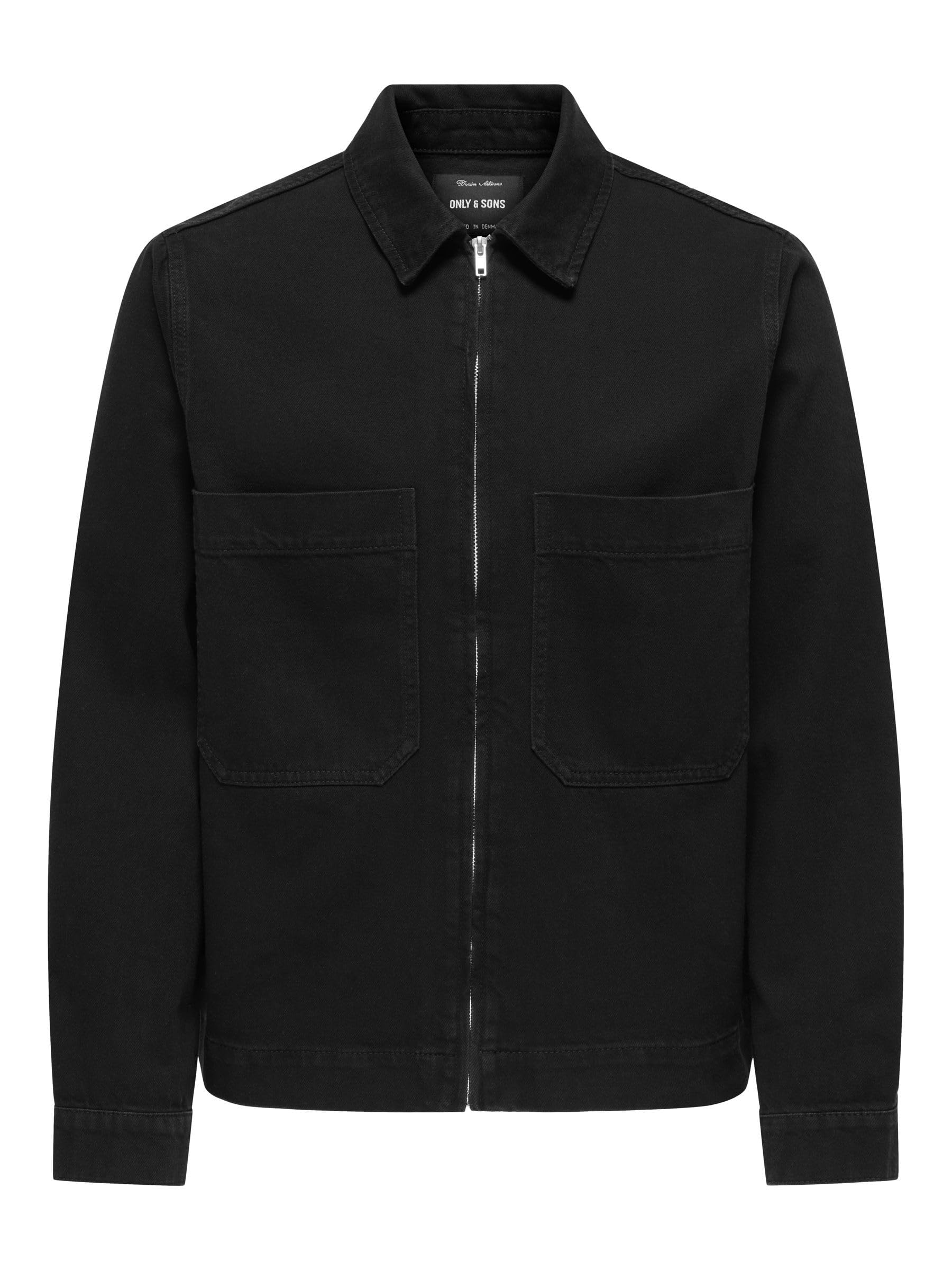 ONLY & SONS Onscassel Giubbotto Jeans Denim Nero Cotone