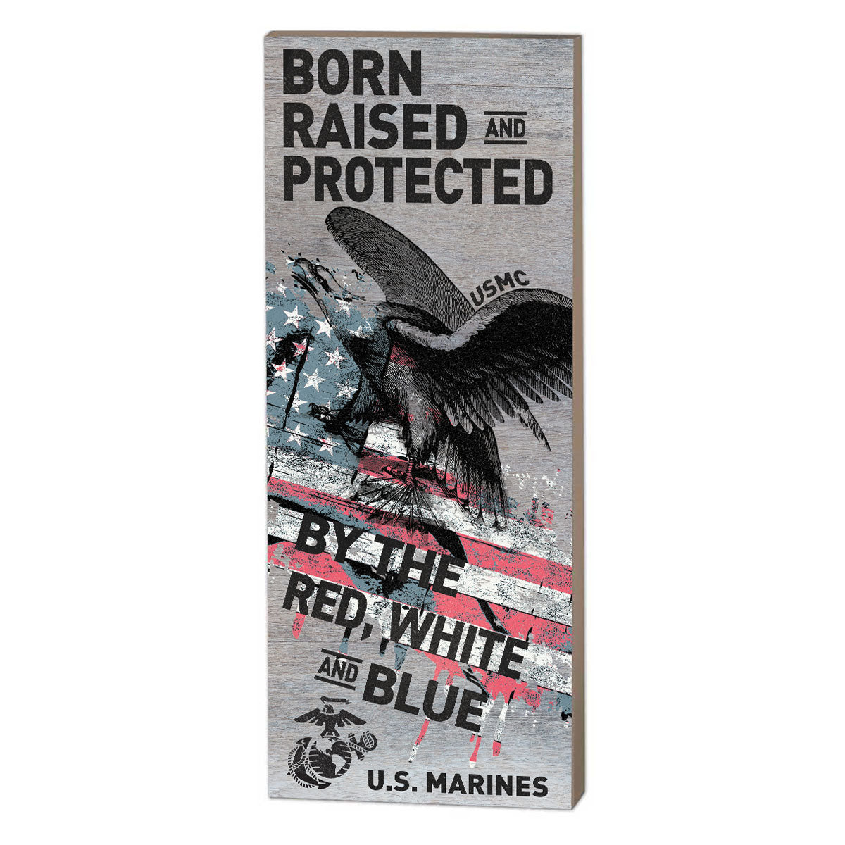 7.62 Design Home Products targa legno USMC 18x7 red white blue