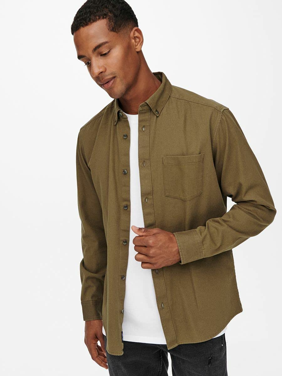 ONLY & SONS Bryce Camicia S Cotone Bio Maniche Lunghe