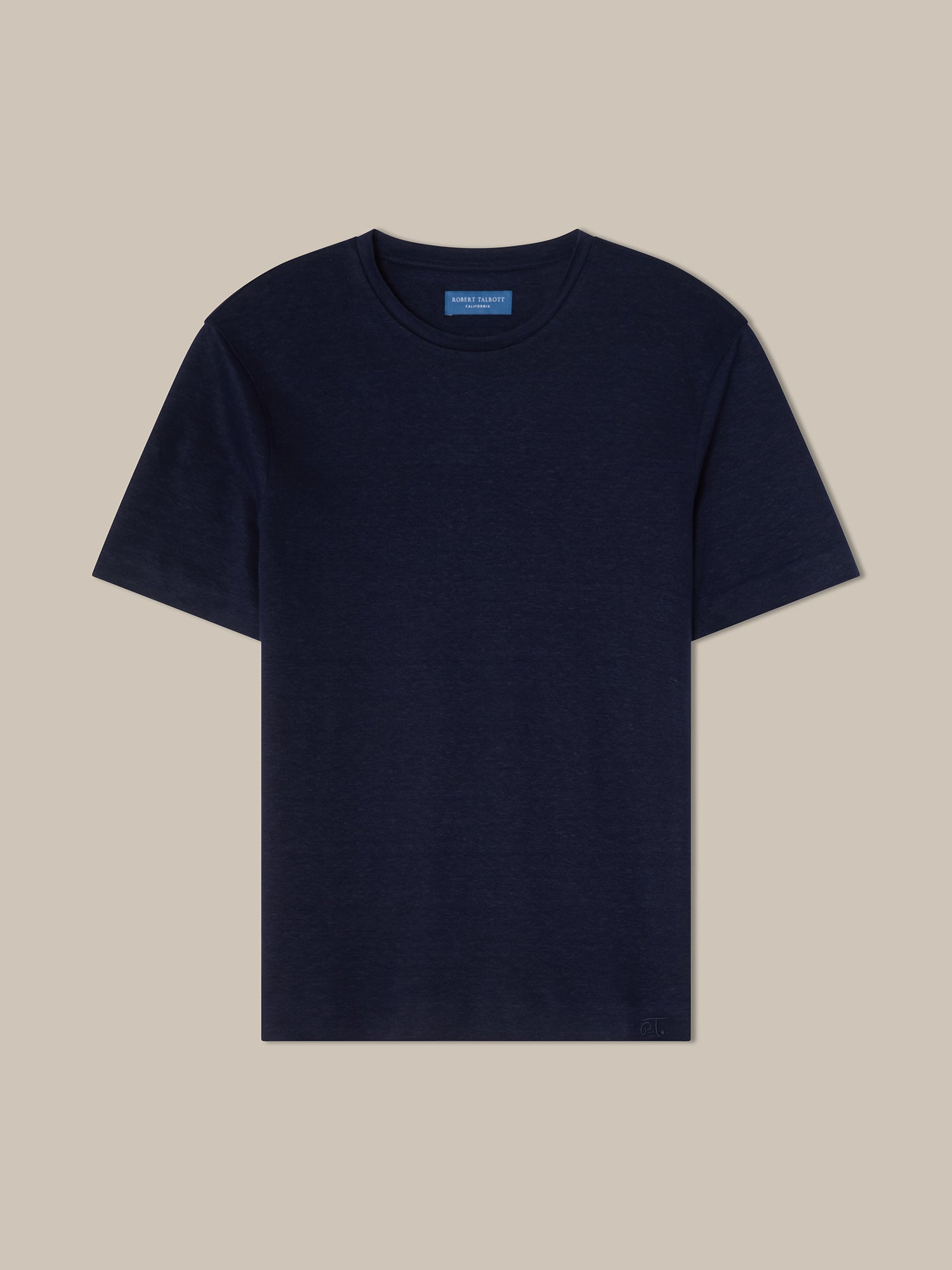 Robert Talbott Davis T-Shirt Uomo Blu Navy Lino 100%