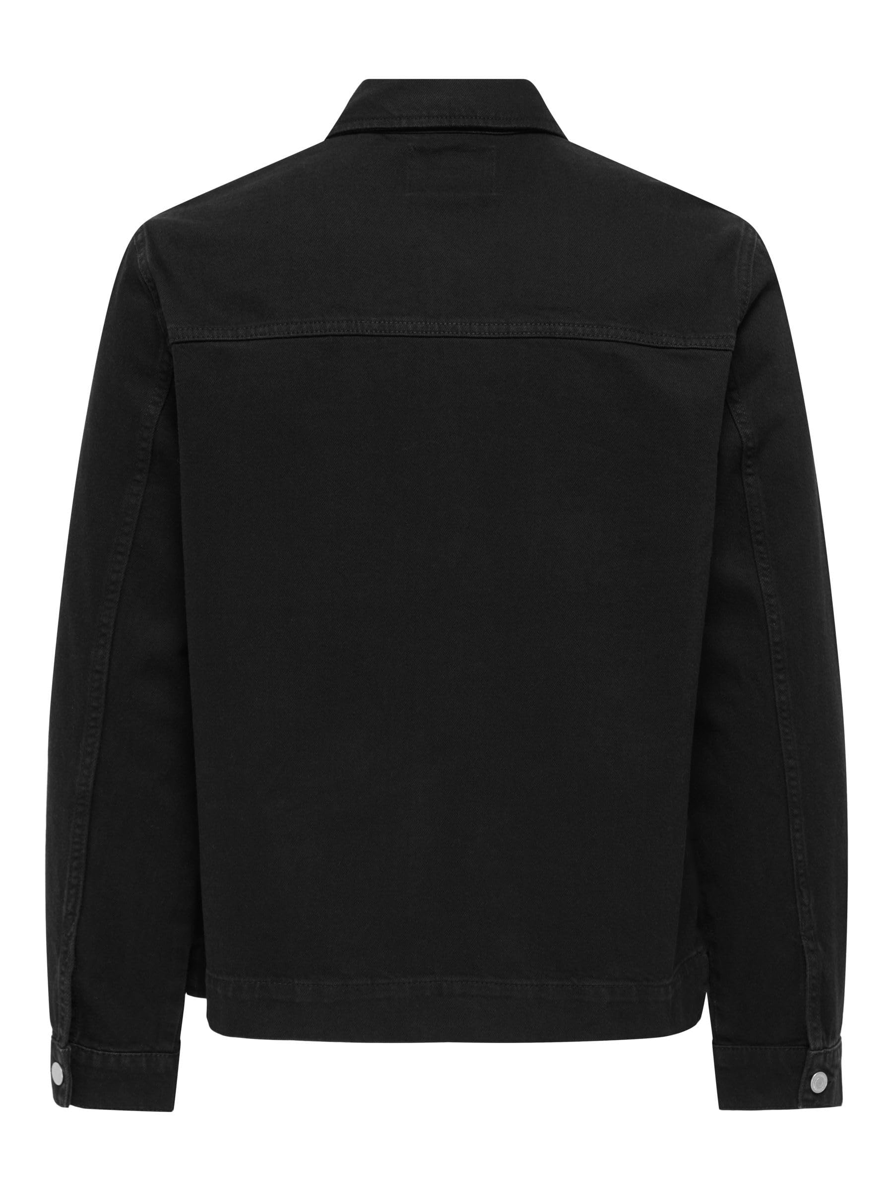 ONLY & SONS Onscassel Giubbotto Jeans Denim Nero Cotone