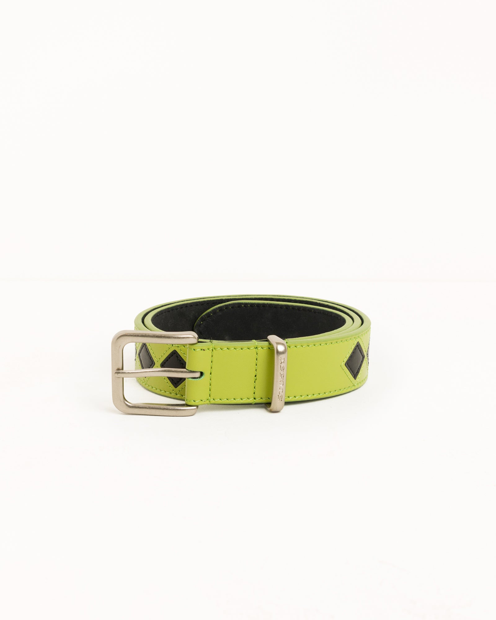 Stussy Argyle Leather Belt cintura pelle Lime