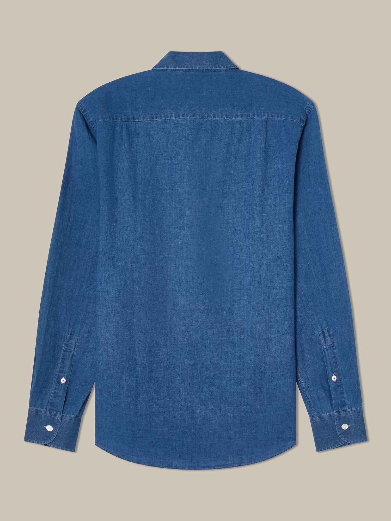 Robert Talbott Morgan camicia casual lino cotone azzurra