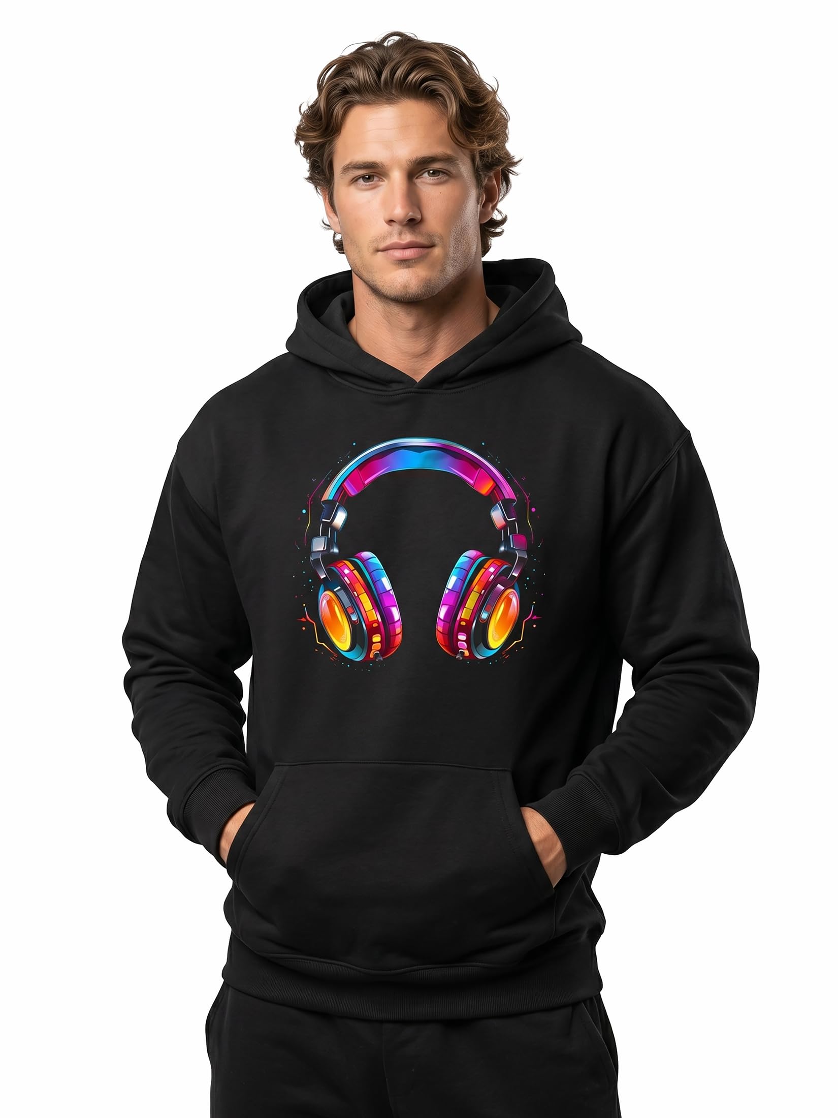 MAKAYA Cuffie Anni 80 90 felpa uomo cappuccio XXL cotone