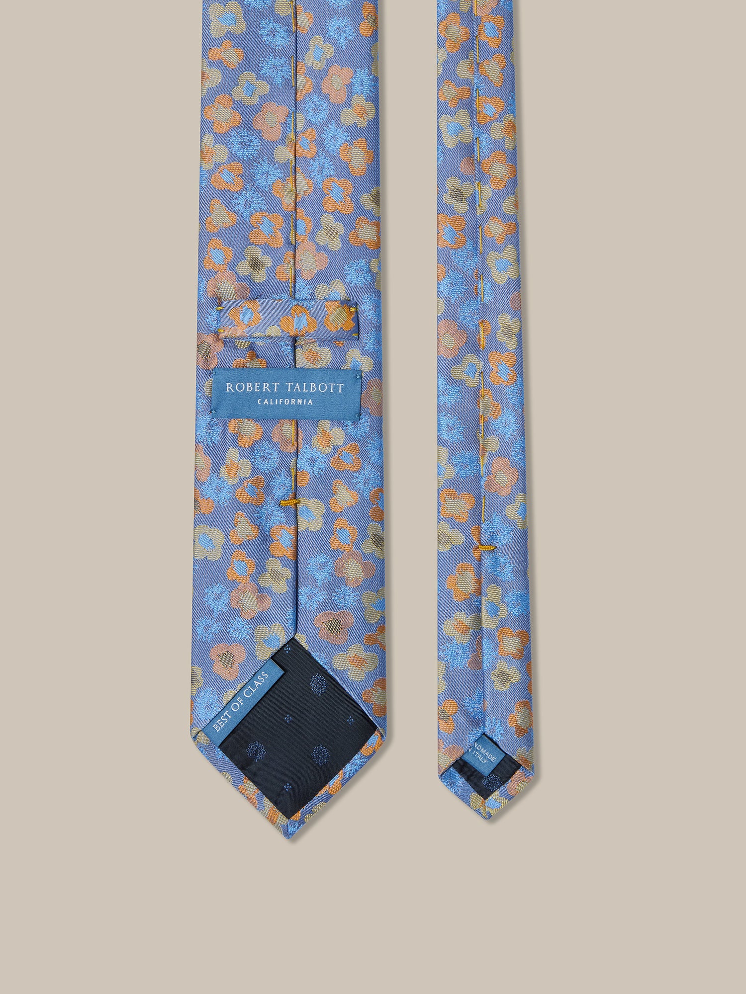 Robert Talbott Robert Poppy cravatta seta azzurra REG