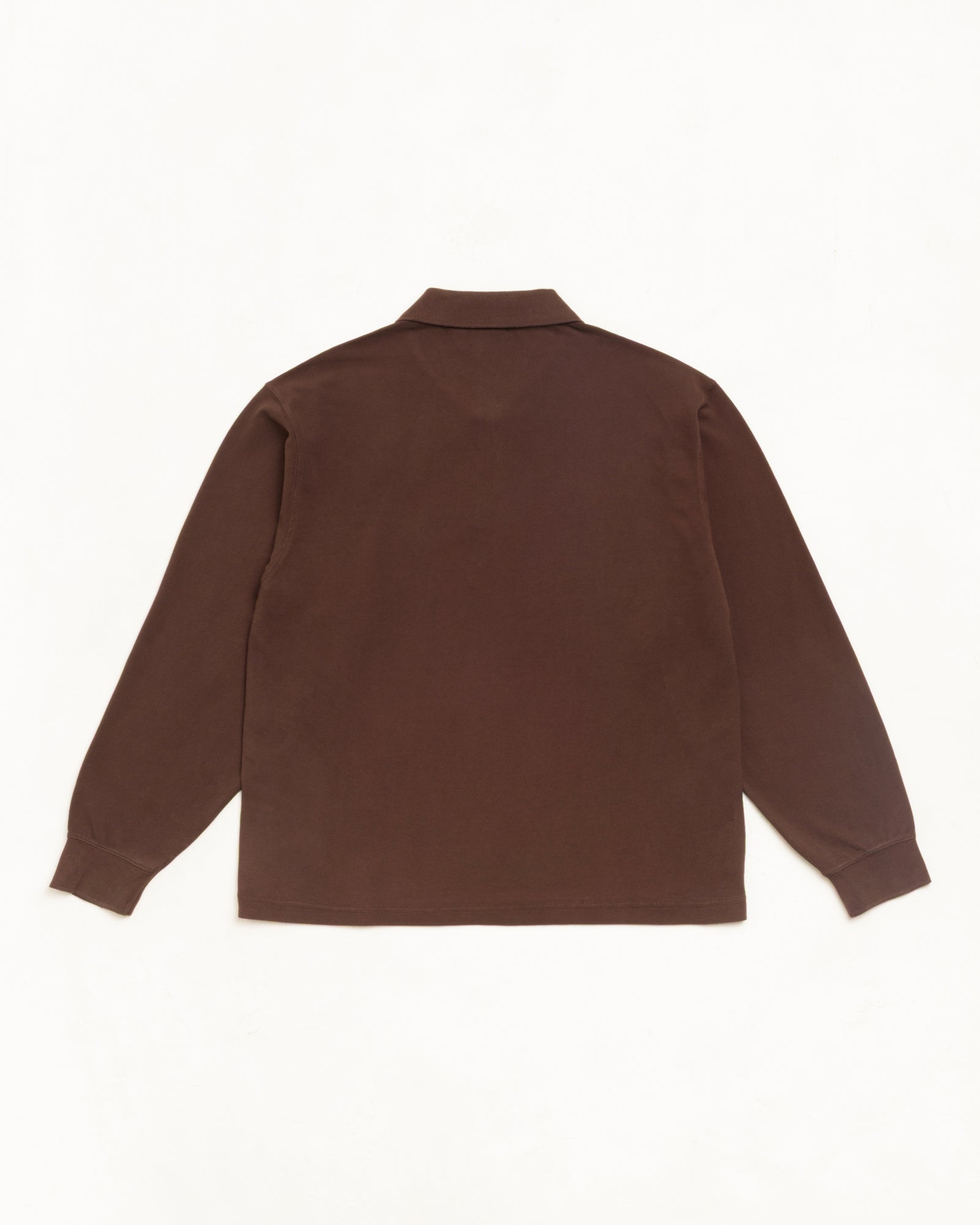 Stussy Classic Pique LS Polo manica lunga marrone cotone