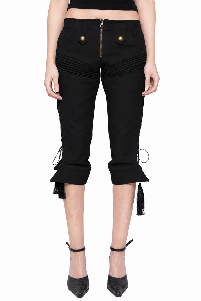Trashy Clothing Militant Lace Up pantaloni cargo neri cropped