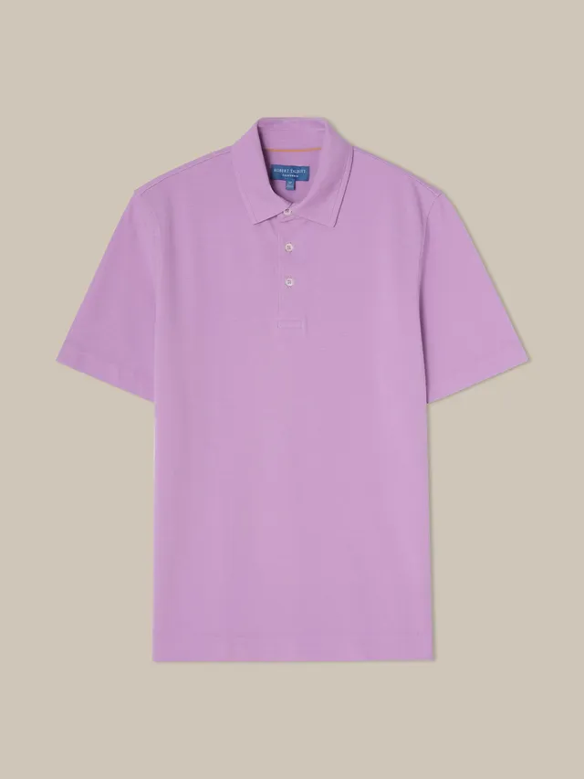 Robert Talbott Walker polo cotone piqué lavanda manica corta