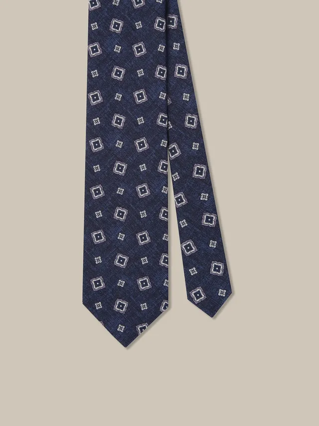 Robert Talbott Robert Square Medallion cravatta seta blu REG