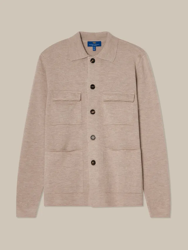 Robert Talbott Landon Giacca Maglia Merino Sabbia