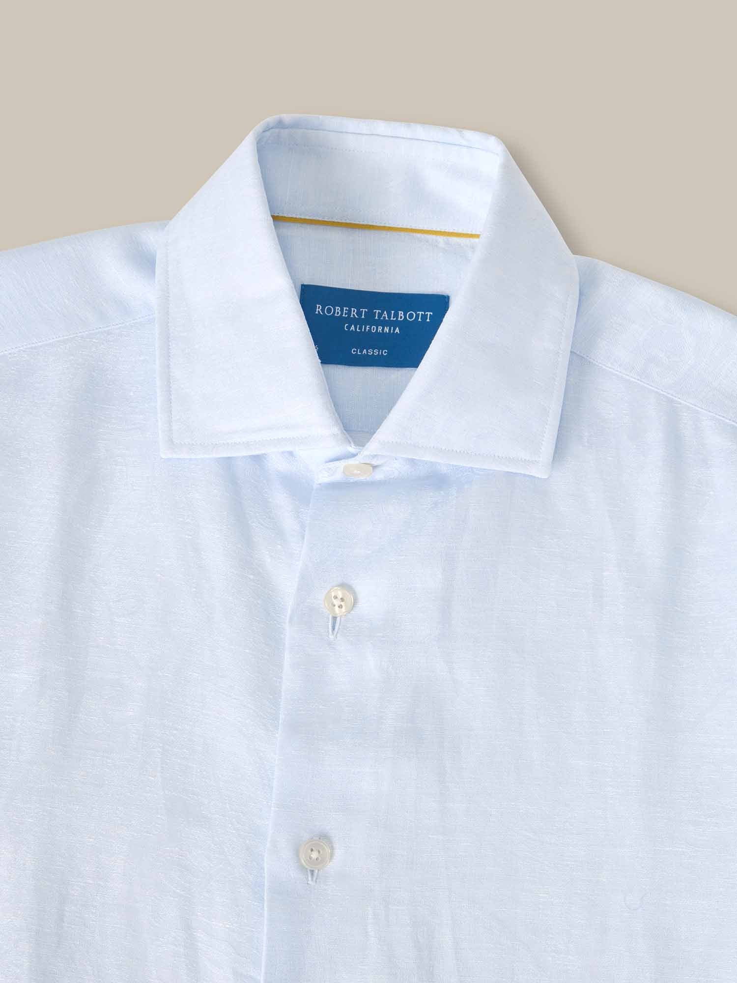 Robert Talbott Reynolds camicia lino cotone azzurra paisley