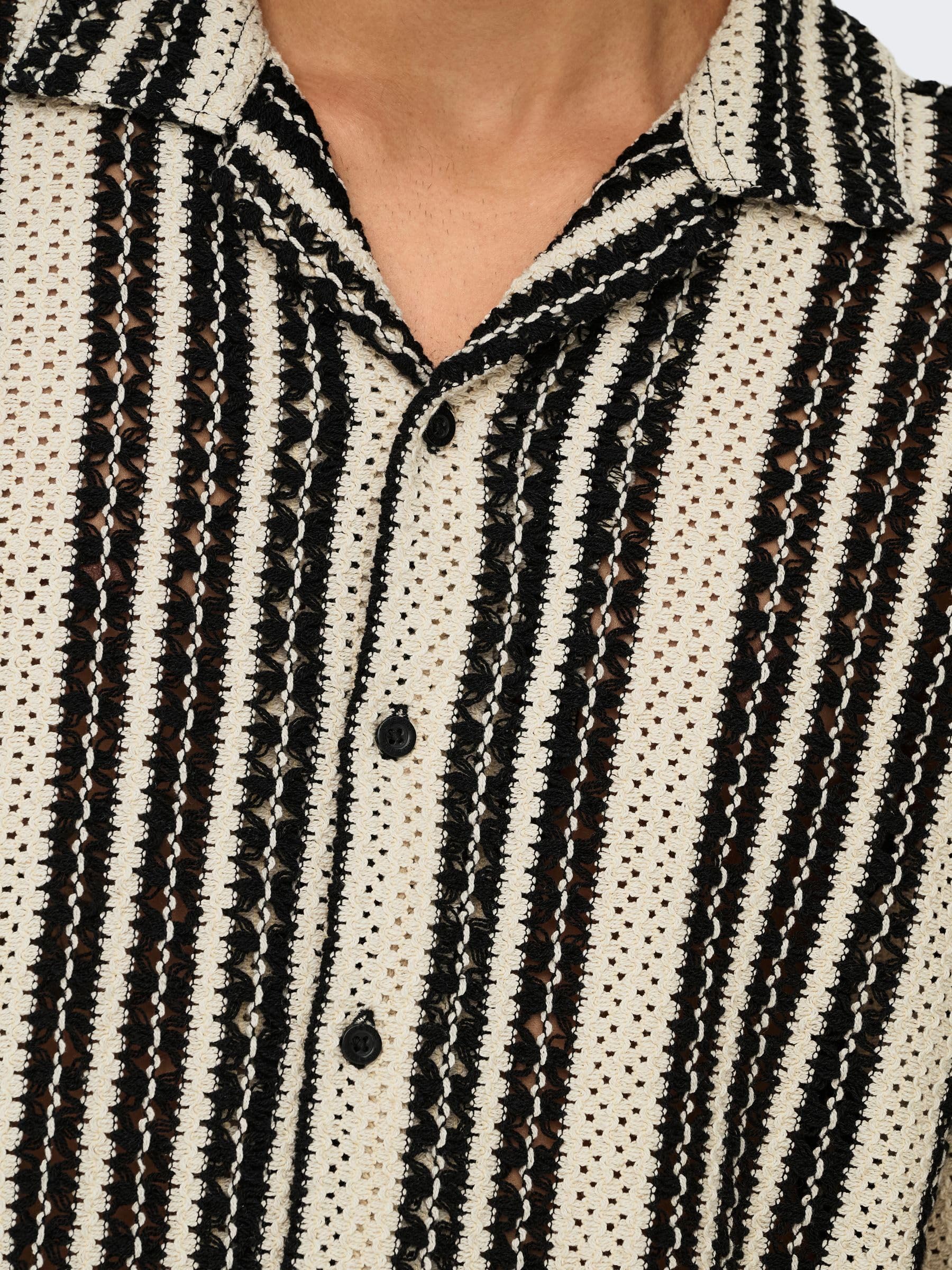 Only & Sons Onsdani Camicia Uomo Cloud Dancer Crochet Taglia L