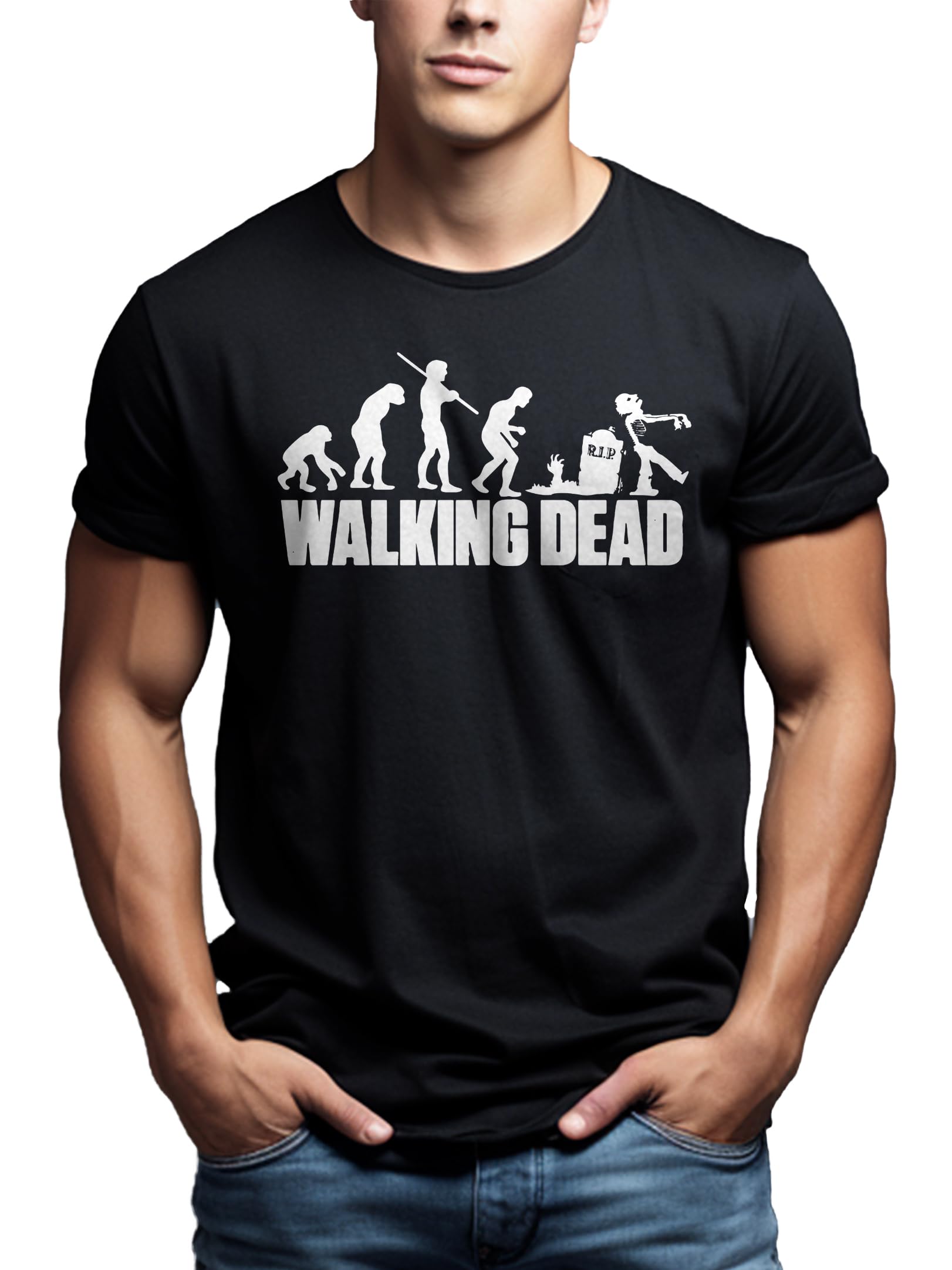 MAKAYA T-Shirt Uomo Zombie Evolution Maglietta M Nera