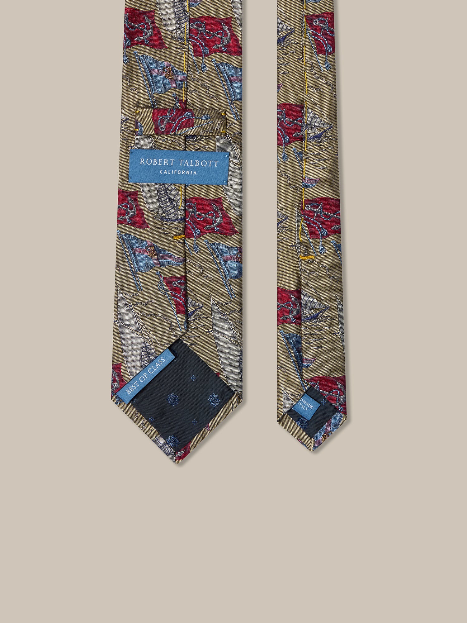 Robert Talbott Boat Flags Cravatta Seta Oro REG