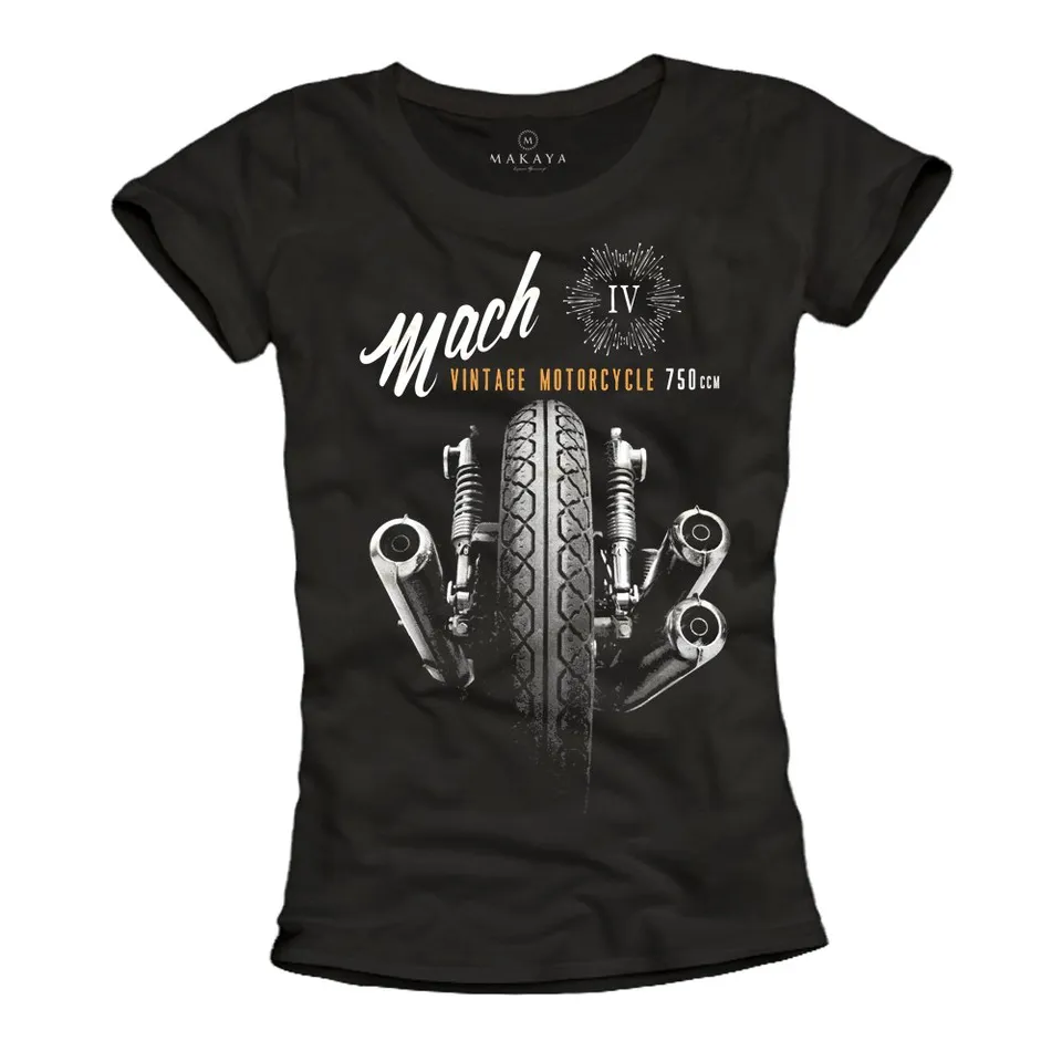 Makaya Mach IV Moto T-Shirt Donna Cotone Nera M