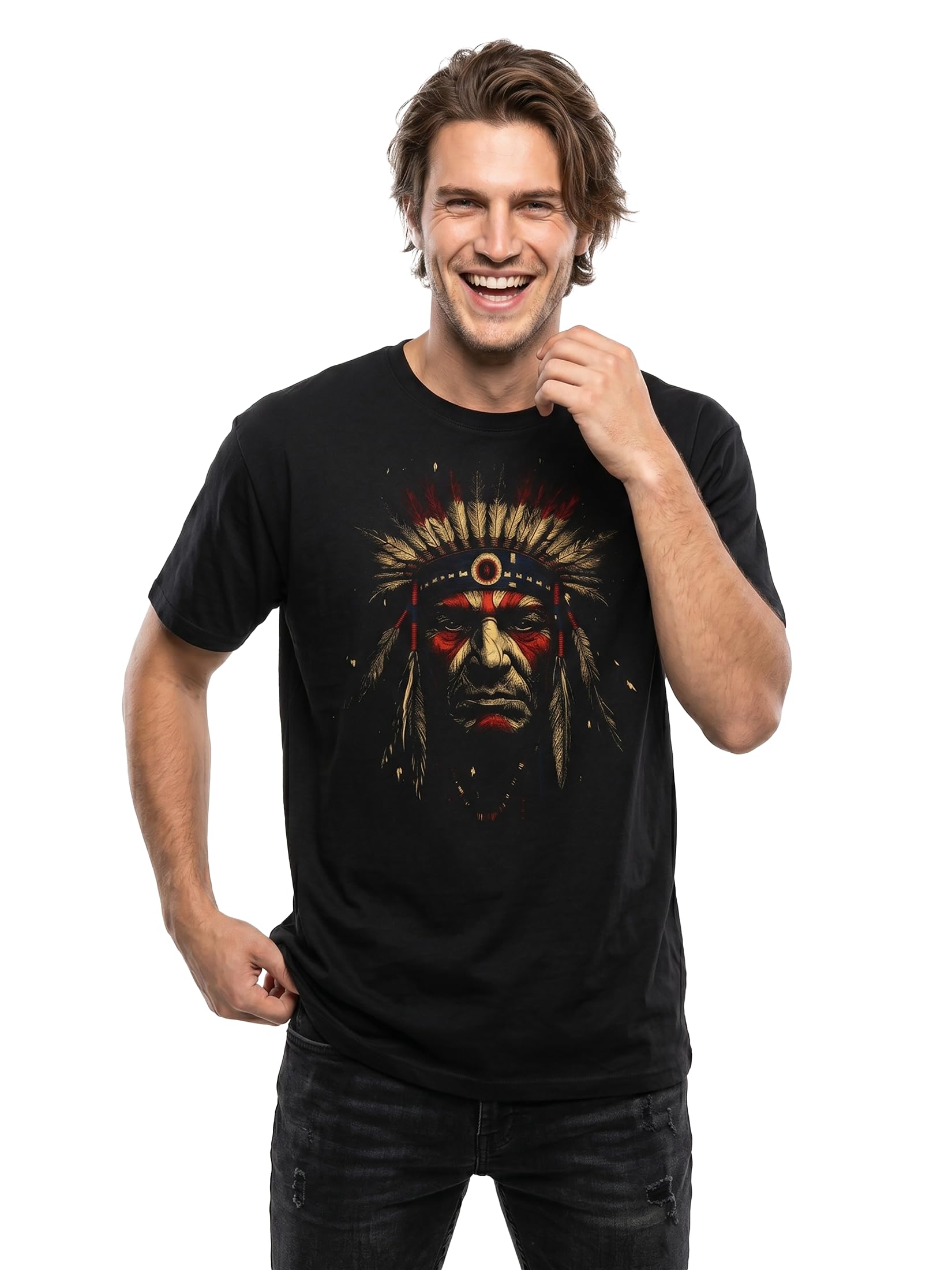Makaya T-Shirt Uomo L Motivo Indiani Guerriero Cotone