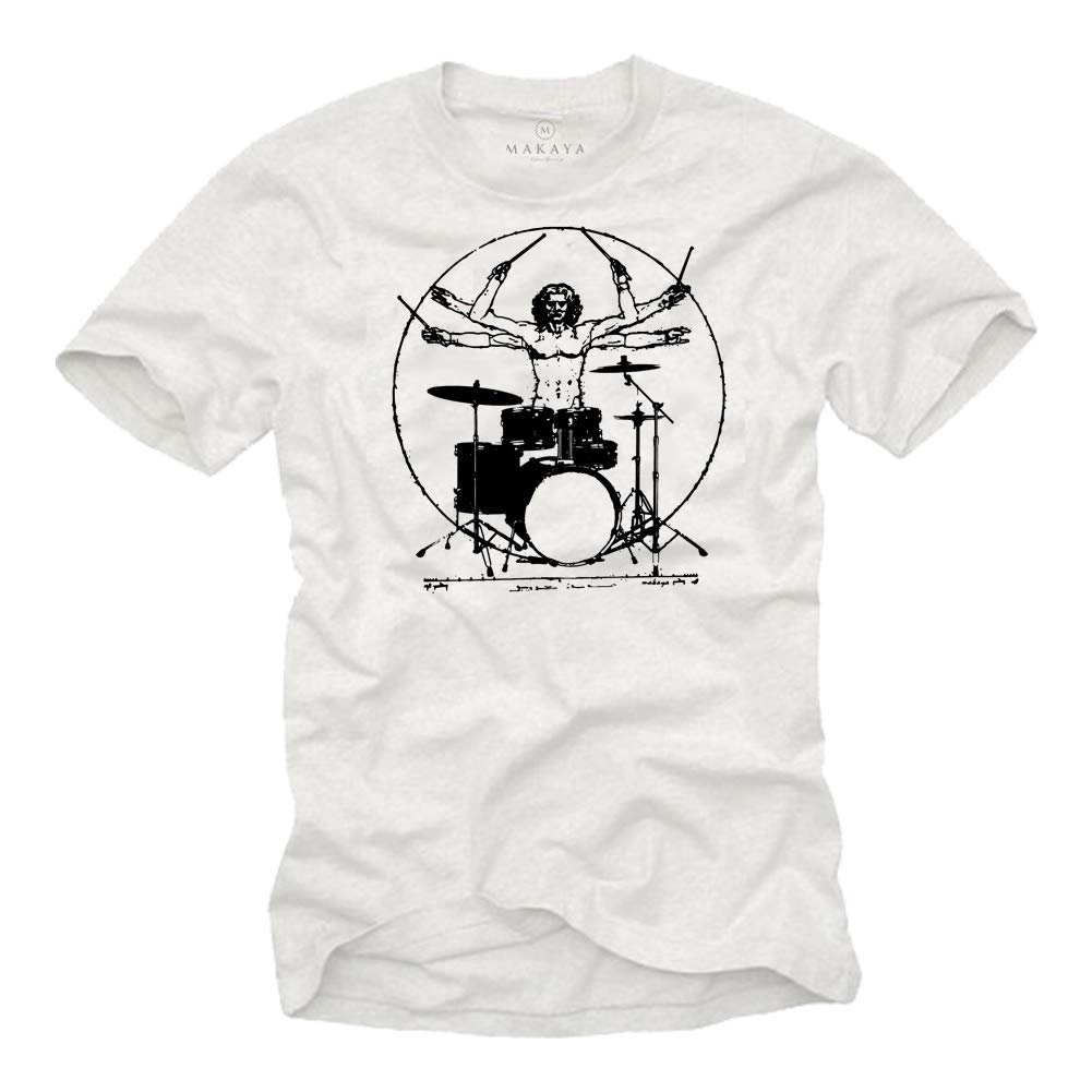 Makaya Drummer Batterista T-Shirt Uomo Cotone Manica Corta