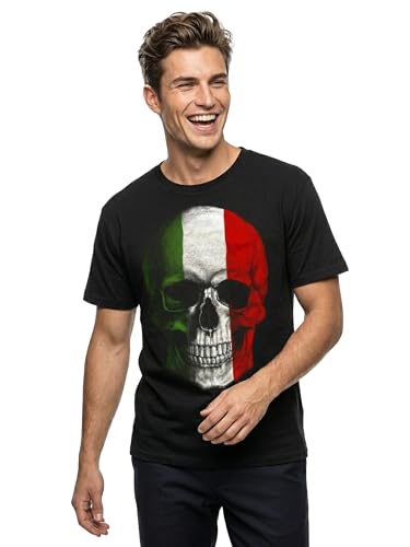 Makaya Teschio Bandiera Italia T-Shirt Uomo 4XL Cotone
