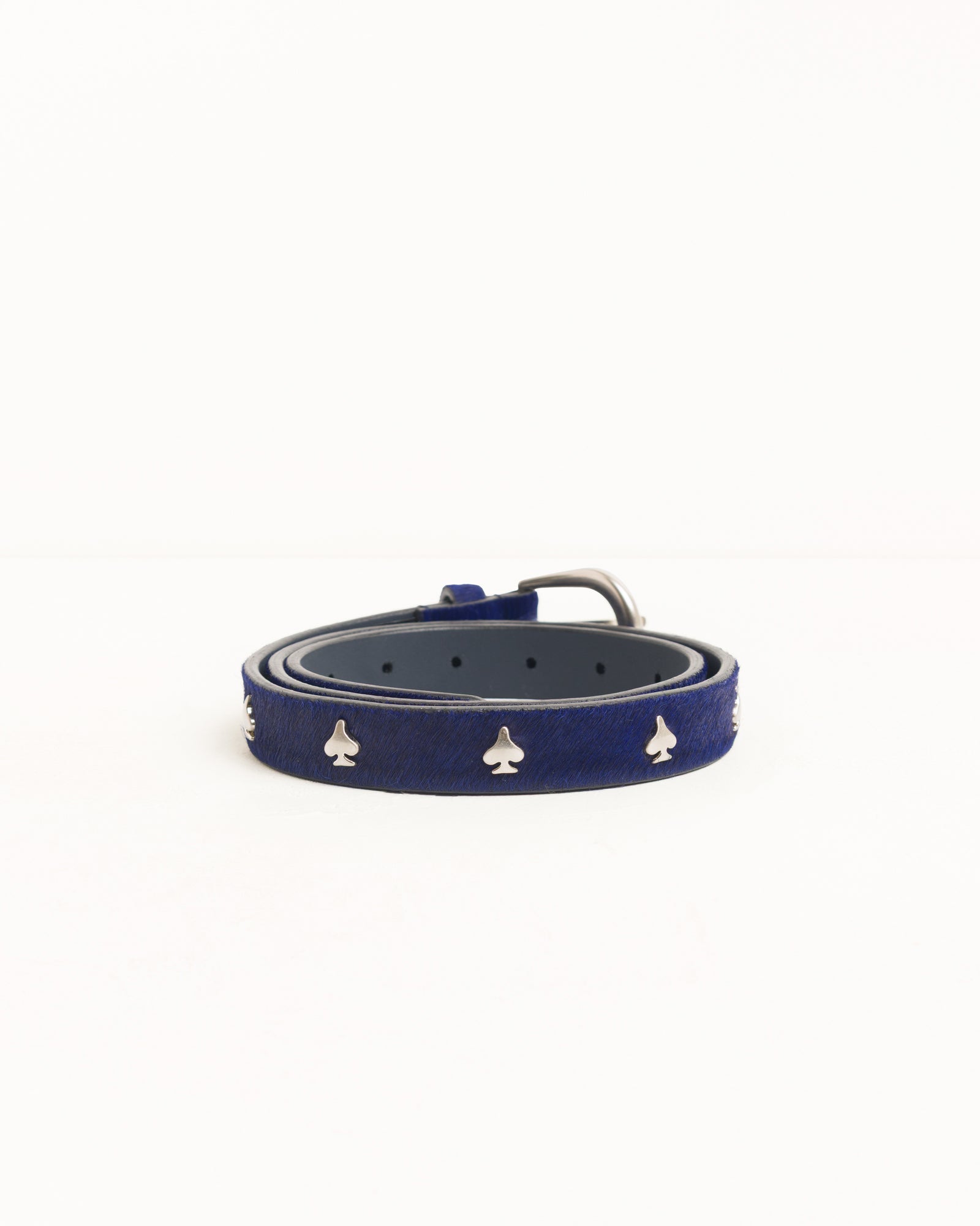 Stussy Spade Emblem cintura pelle navy fibbia argento