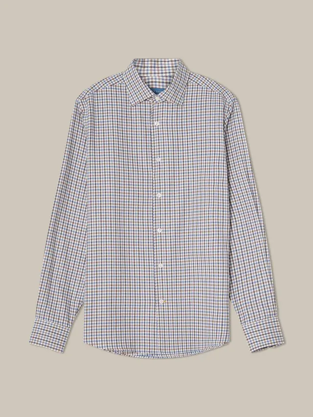 Robert Talbott Morgan Camicia Quadri Flanella Blu Multi