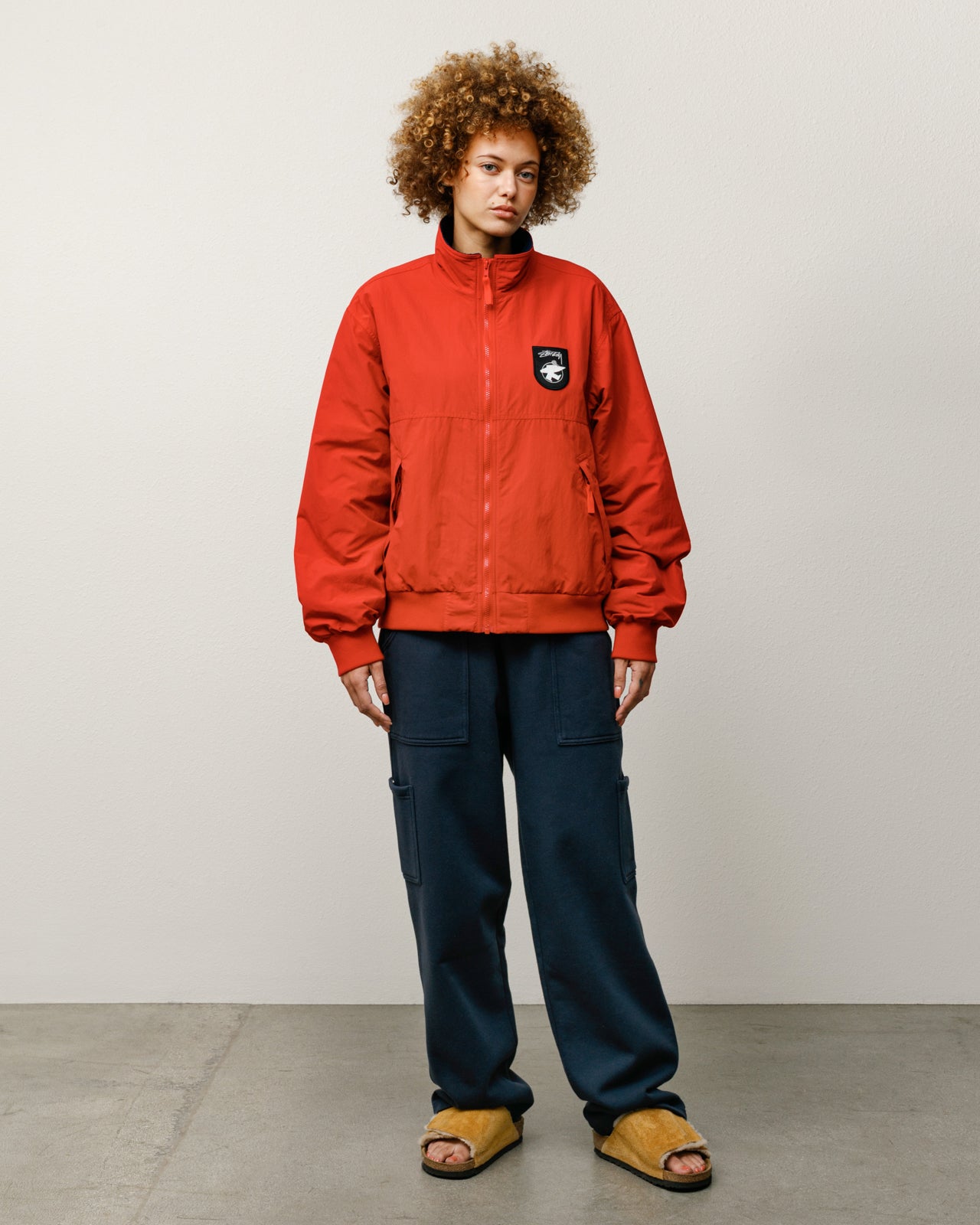 Stussy Polar Fleece Lined Jacket giacca nylon Red rossa
