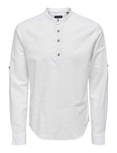 Only & Sons Onscaiden Camicia uomo bianca XL lino