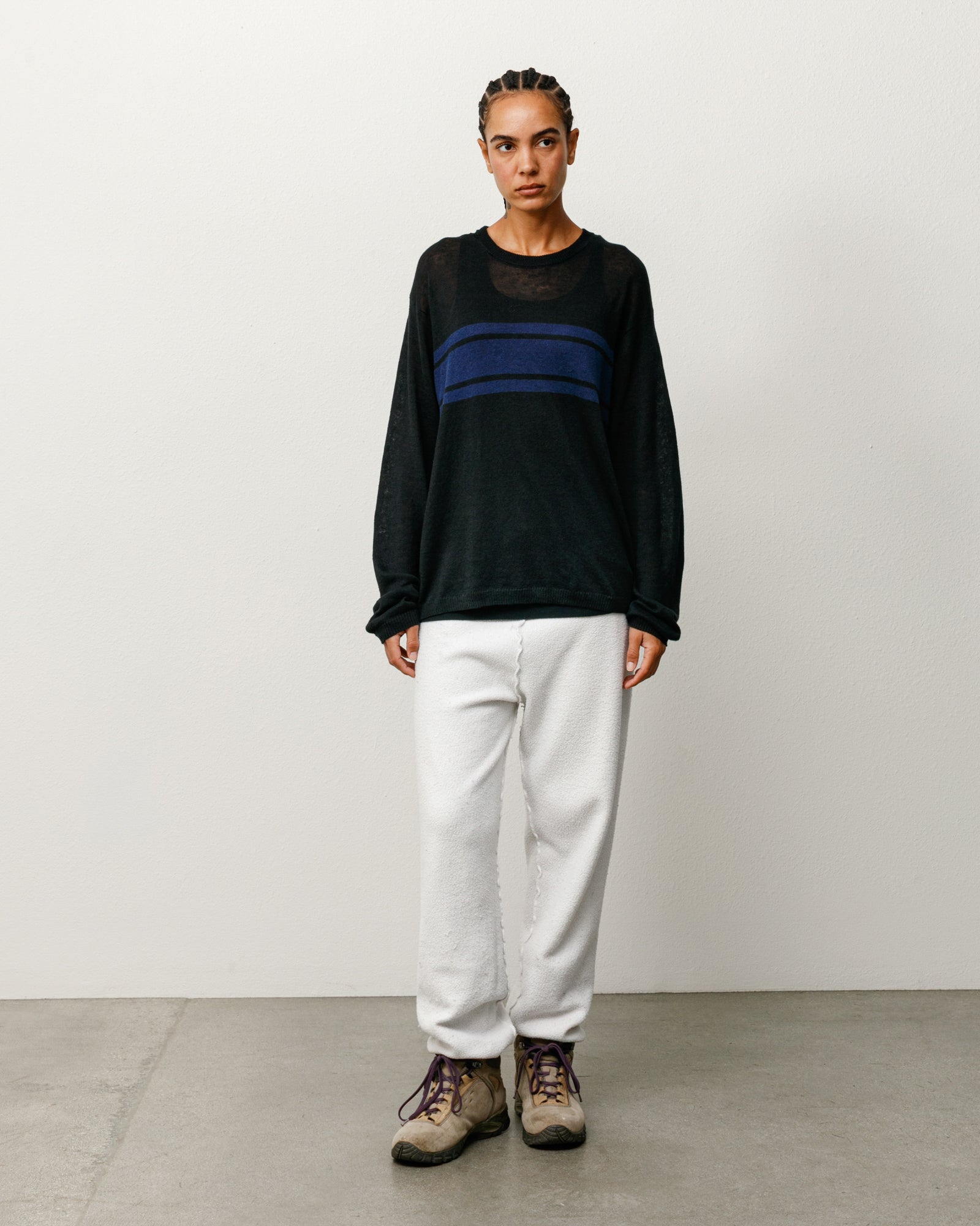 Stussy Maglione Leggero a Righe maglia nera lino