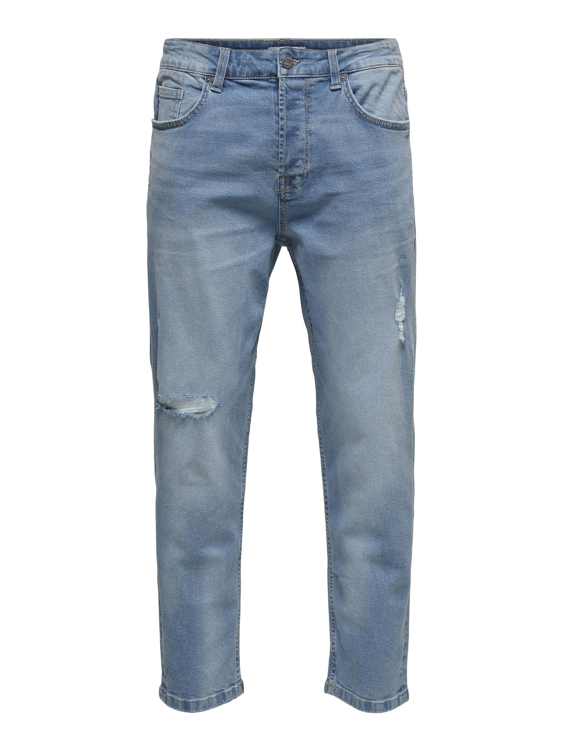 Only & Sons Avi Beam Crop jeans relaxed azzurro