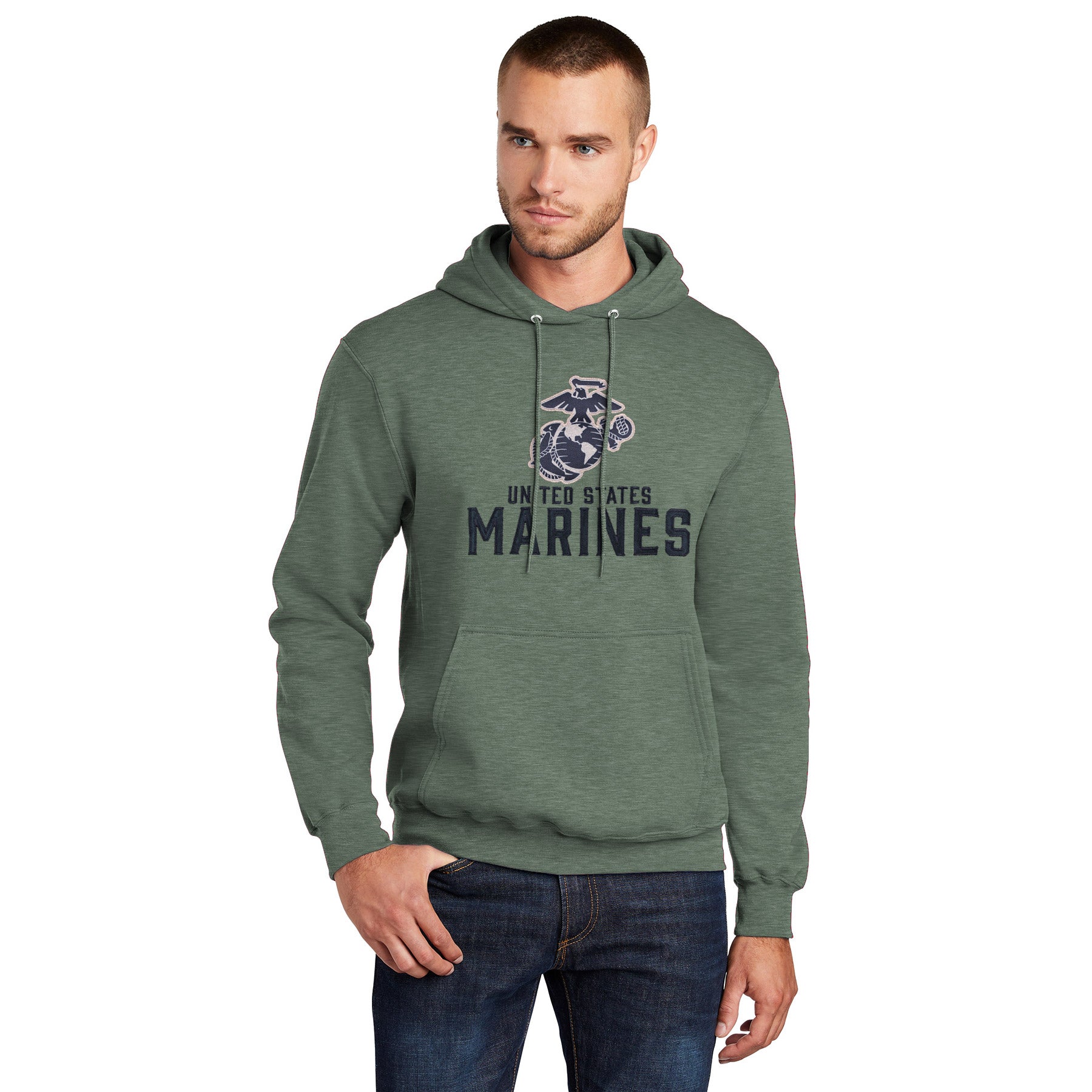7.62 Design USMC Heather Green felpa con cappuccio verde cotone