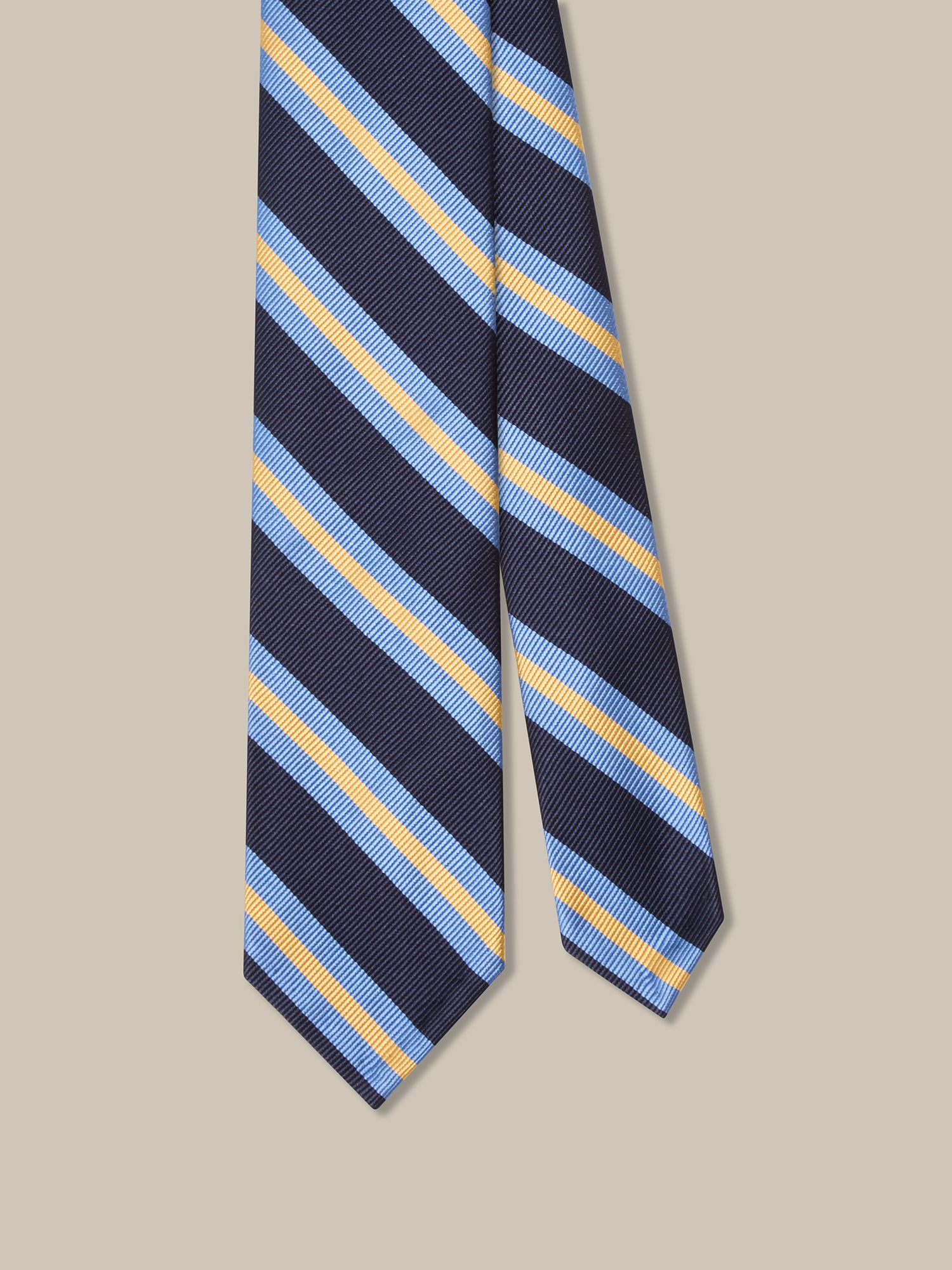 Robert Talbott Newman 7-Fold cravatta seta righe blu XL