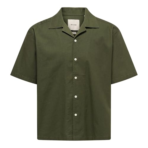 ONLY & SONS Reid Resort Camicia Uomo Verde Cotone