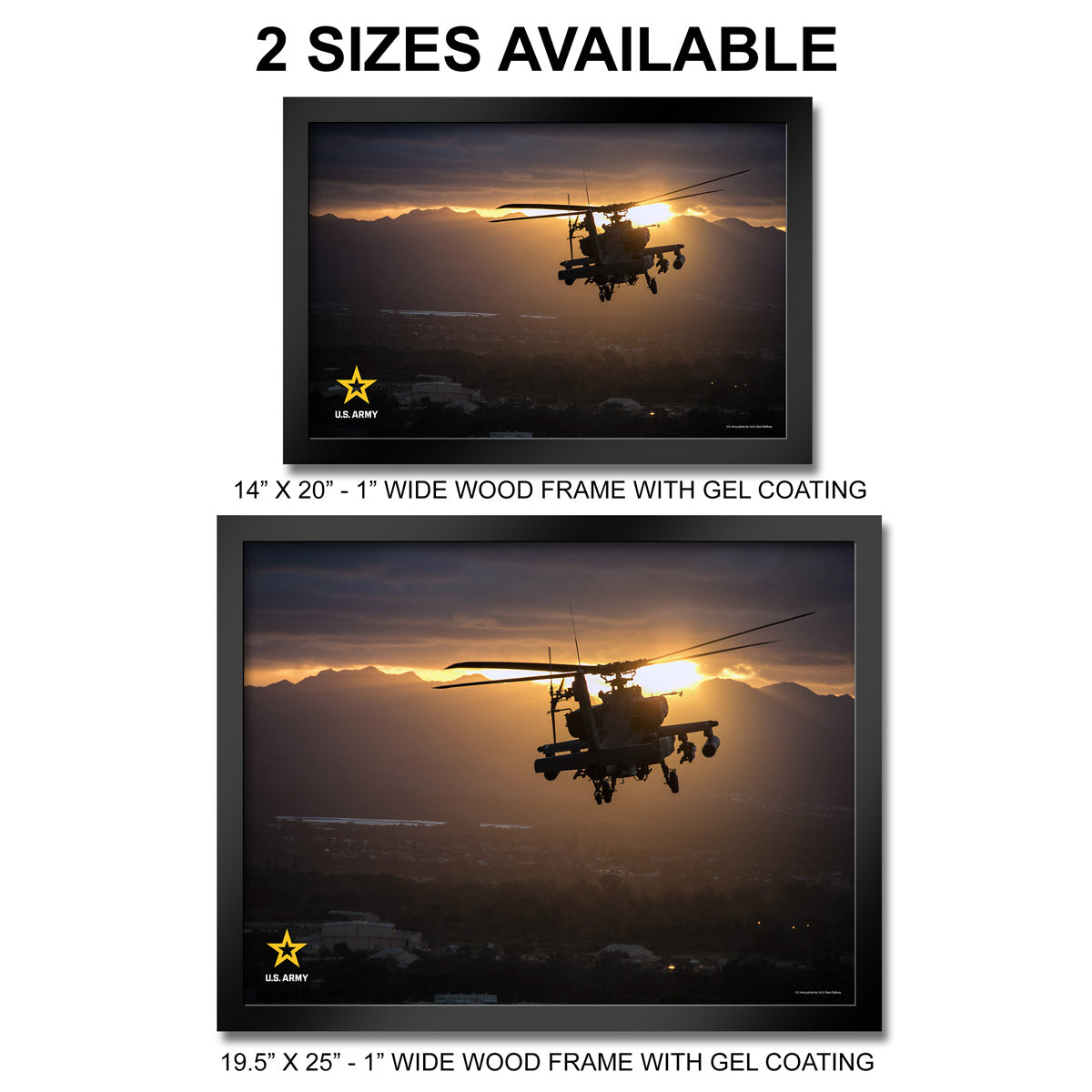7.62 Design AH-64 Apache stampa incorniciata 14x20 army
