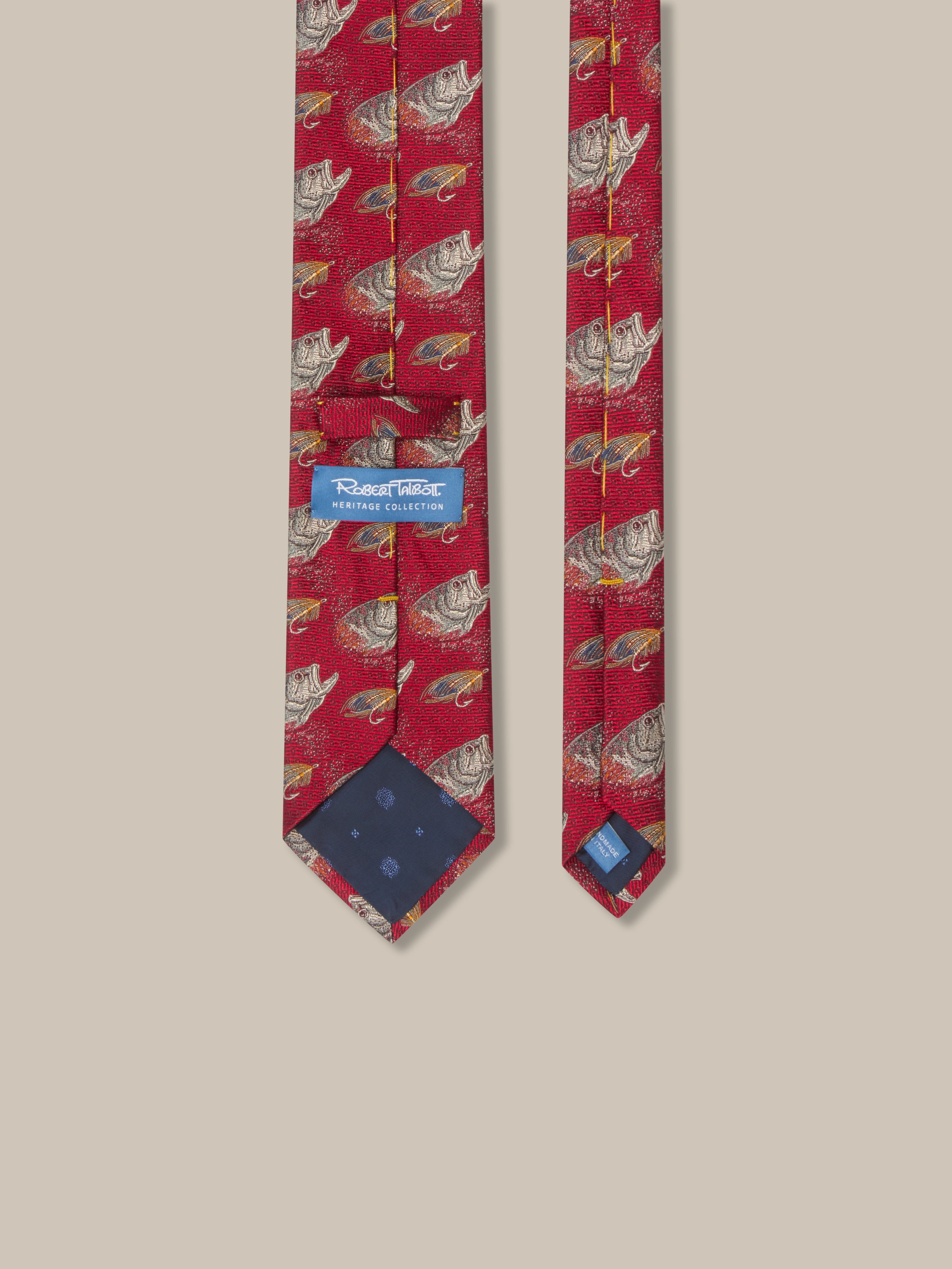 Robert Talbott Fish 97 Heritage cravatta seta rossa REG