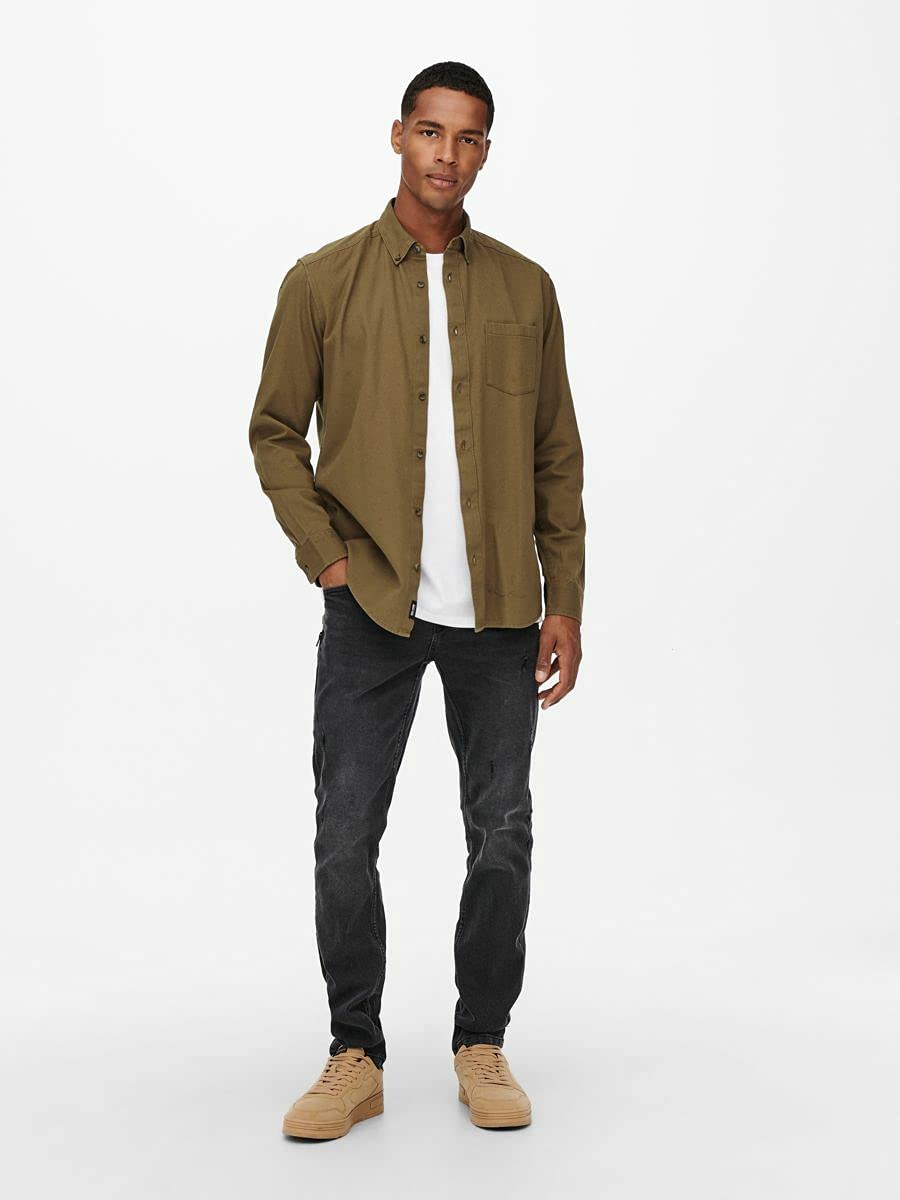 ONLY & SONS Bryce Camicia S Cotone Bio Maniche Lunghe