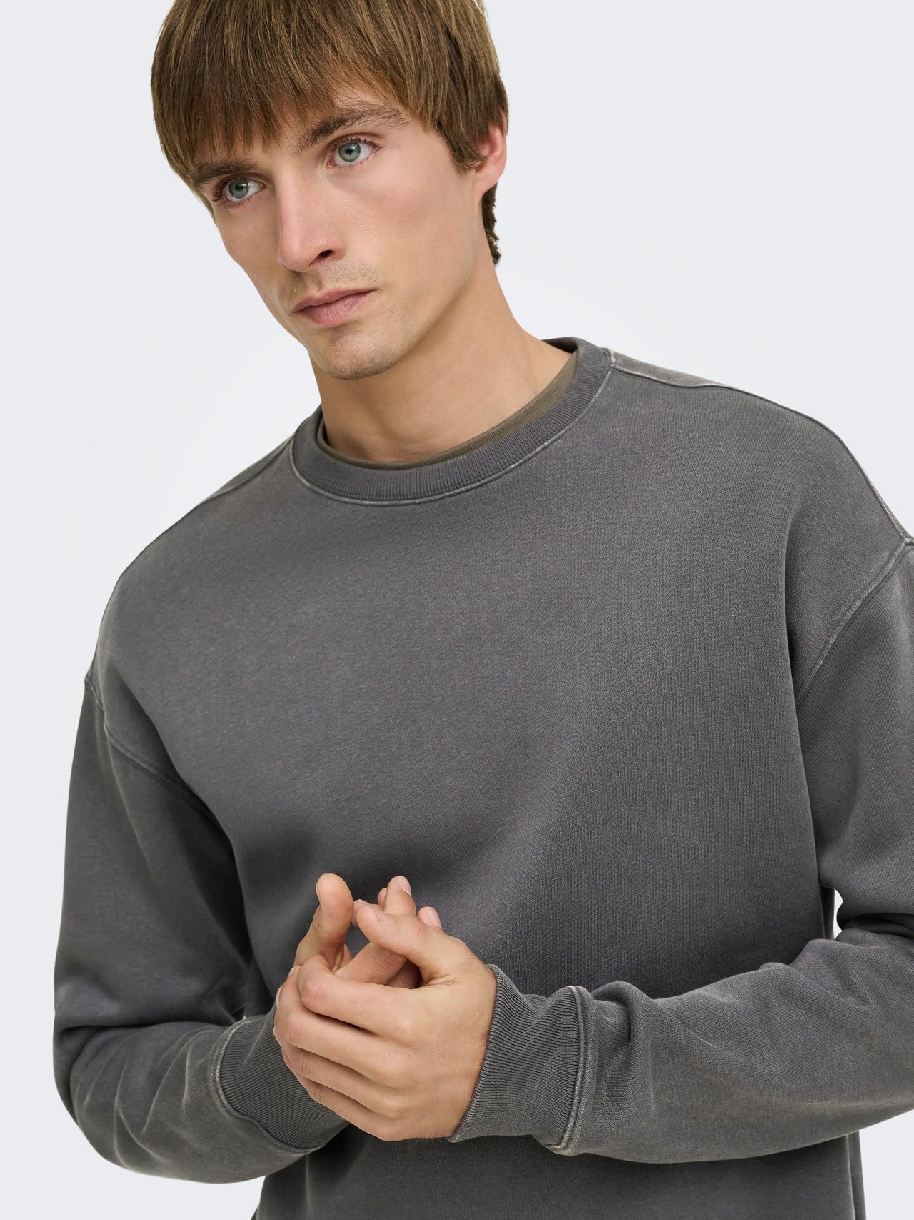 Only & Sons Onslarry Eflow Felpa Uomo Grigio Asfalto Relaxed