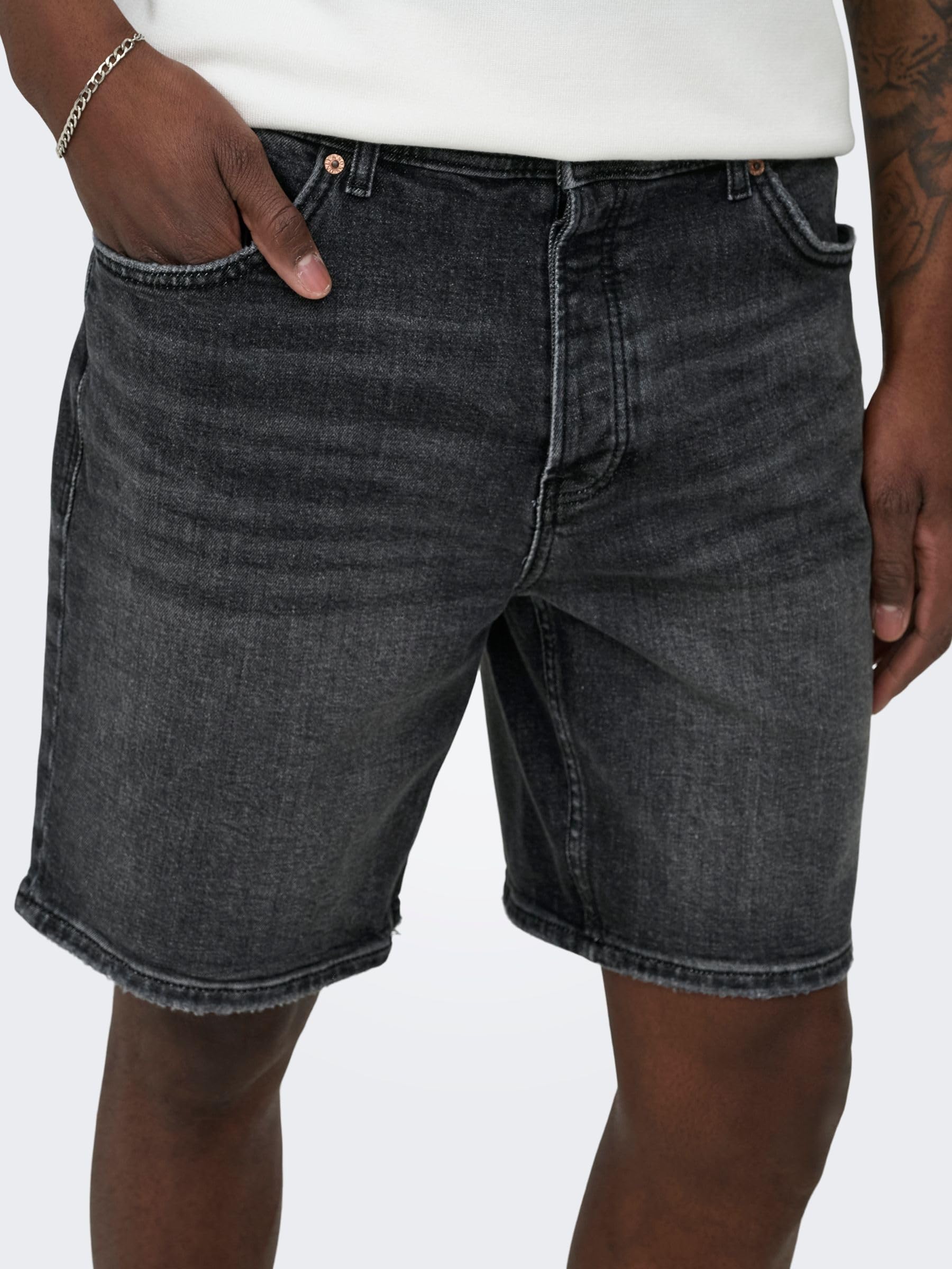 ONLY & SONS Onsedge Pantaloncini Denim Uomo Nero Slavato XL