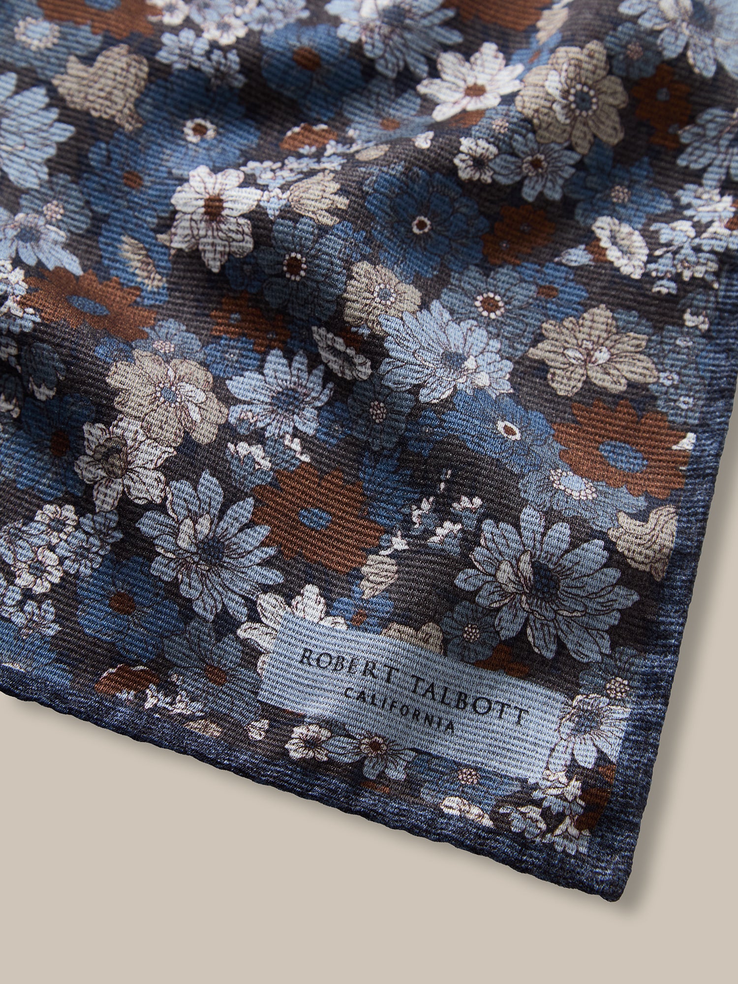 Robert Talbott Collins pochette seta floreale blu multi OS